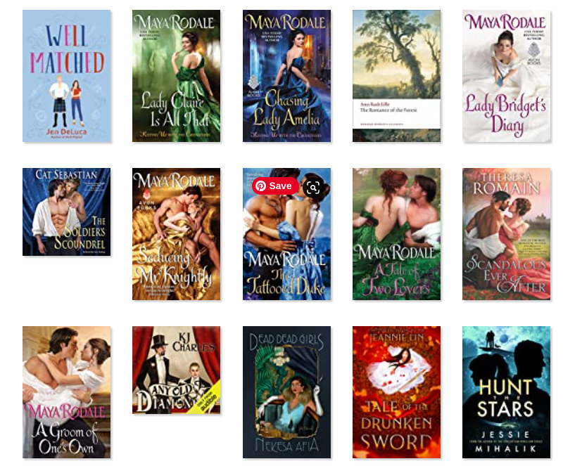 Screenshot of my reading list, including the Keeping Up With the Cavendishes series and the Writing Girls series