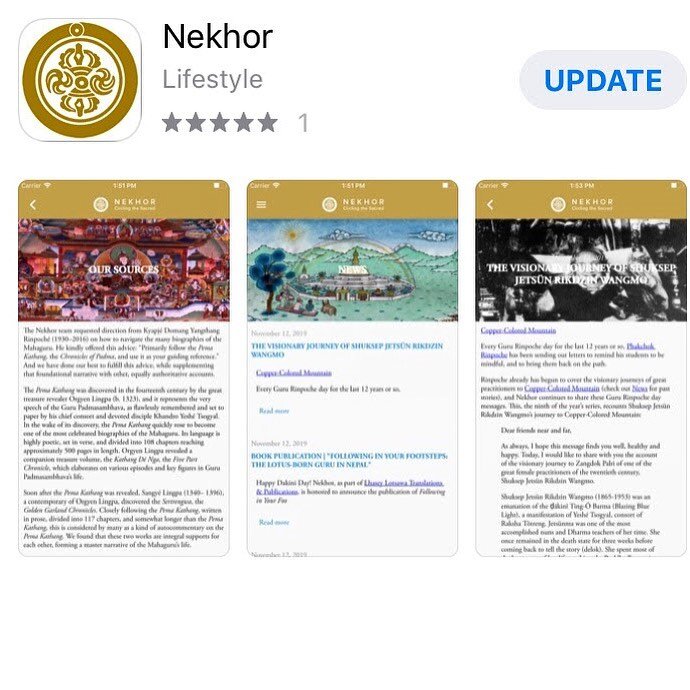 We are pleased to launch, on this particularly auspicious Guru Rinpoch&eacute; Day, the Nekhor app. &ldquo;Nekhor&rdquo; in Tibetan means &ldquo;Circling the Sacred,&rdquo; or simply &ldquo;Pilgrimage,&rdquo; this is exactly what this app will help y