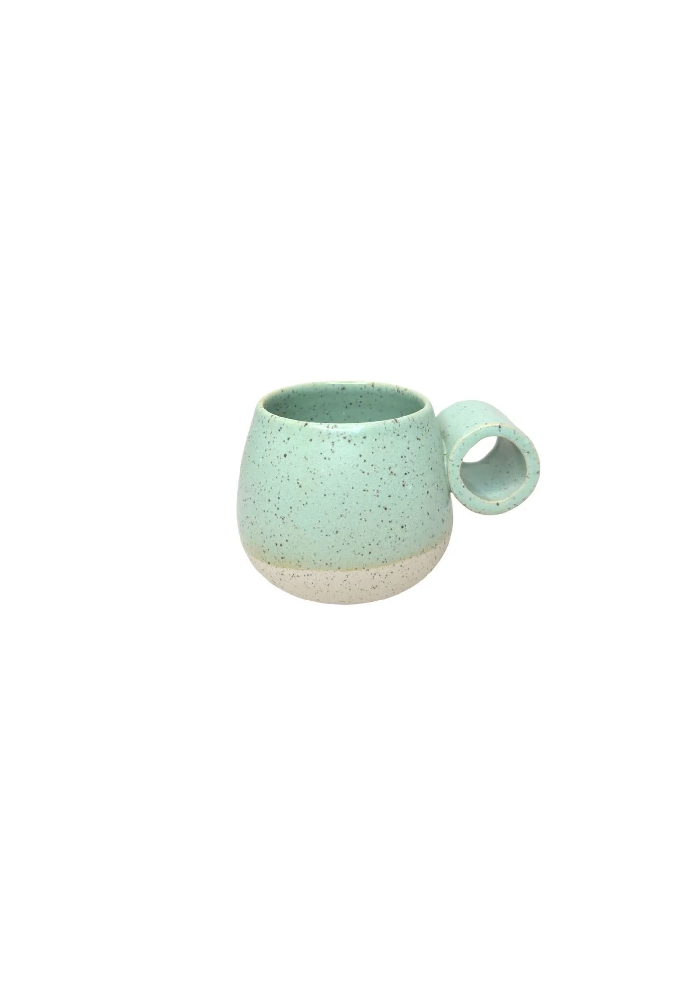 White Iron Stoneware Green Petite Knuckle Mug SALE