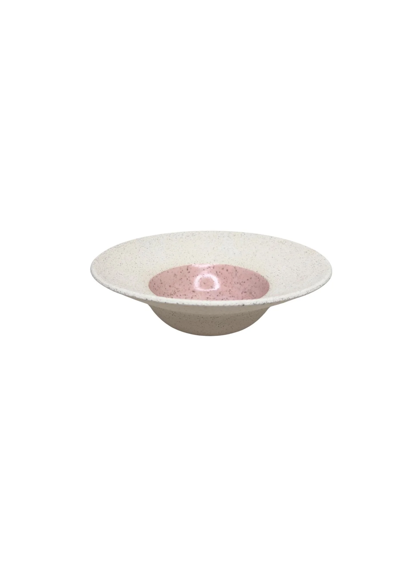 White Iron Stoneware Pink Pasta Bowl SALE