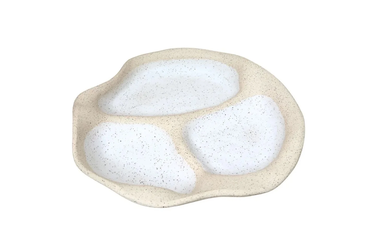 White Iron Stoneware Large Primitive Sectional Serving Platter  #109