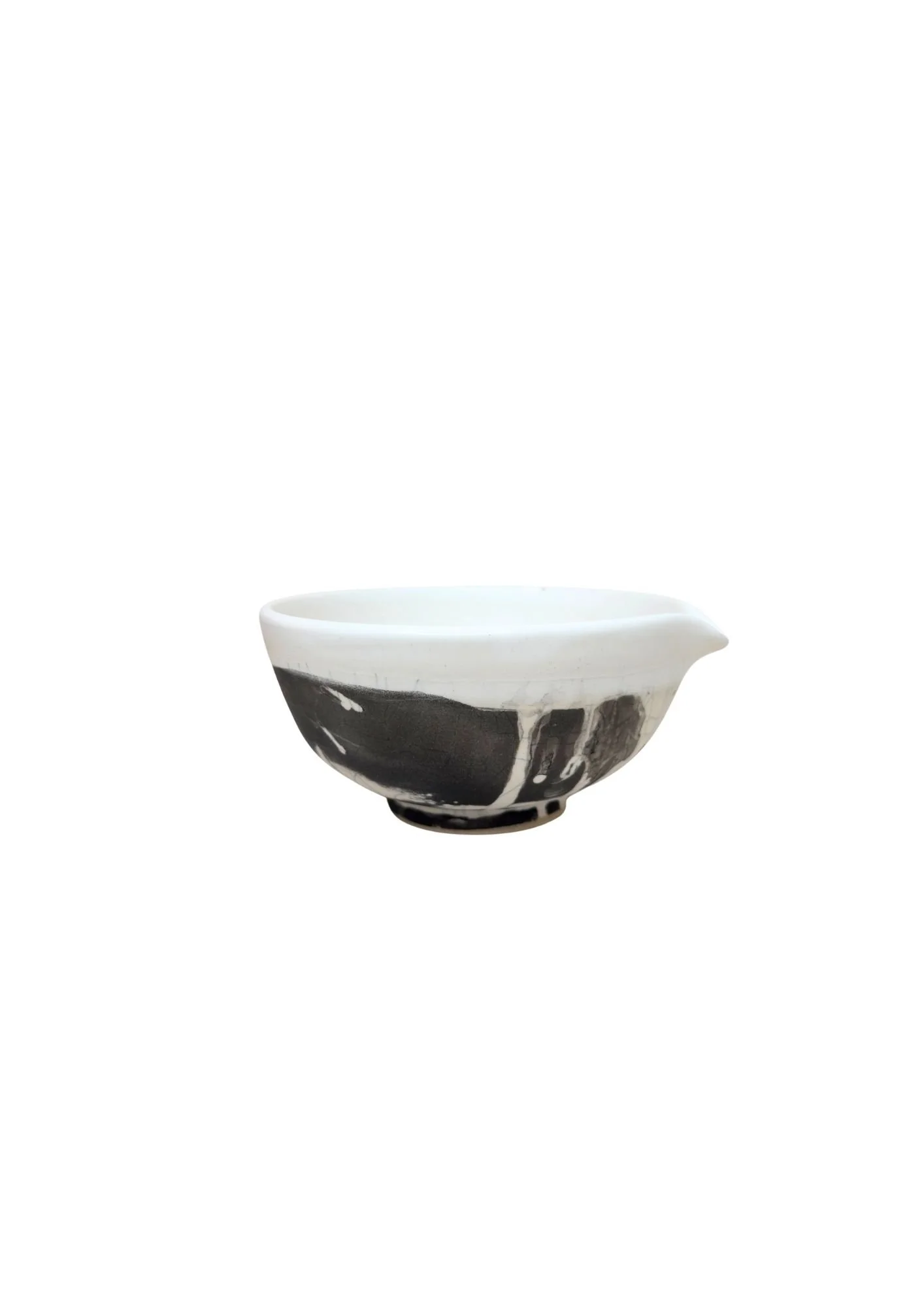 Stone Crackle White Smokey Matcha Bowl With Spout