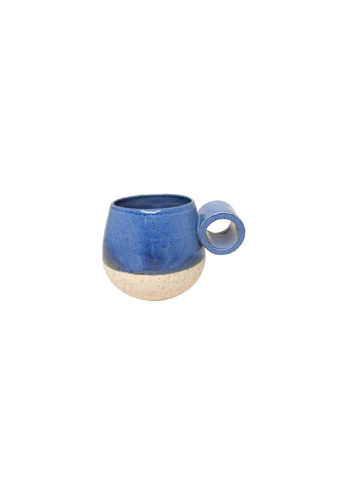White Iron Stoneware Blue Petite Knuckle Mug SALE