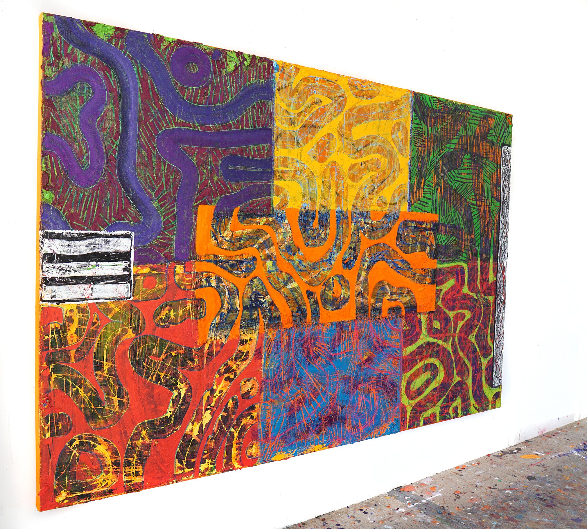 Métissage. Oil, Beeswax, Glitters and Pigment on Canvas. 60''x94''. 2021