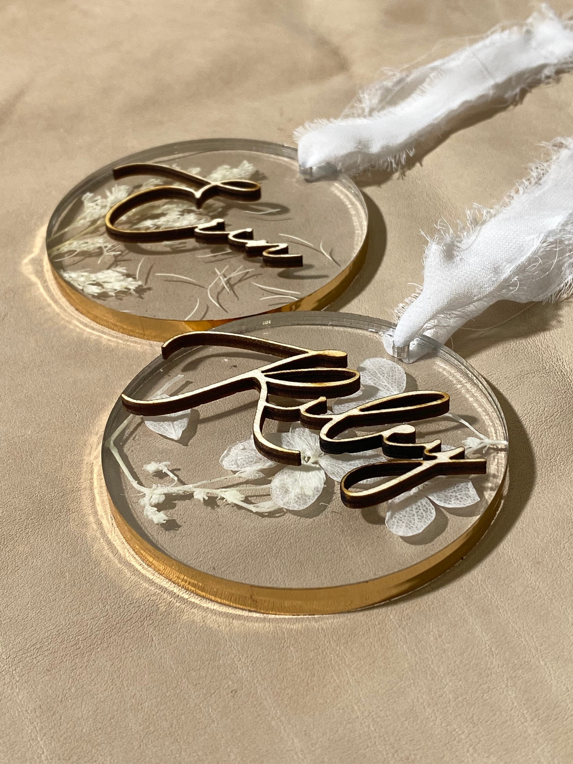 Custom name Pressed floral ornament