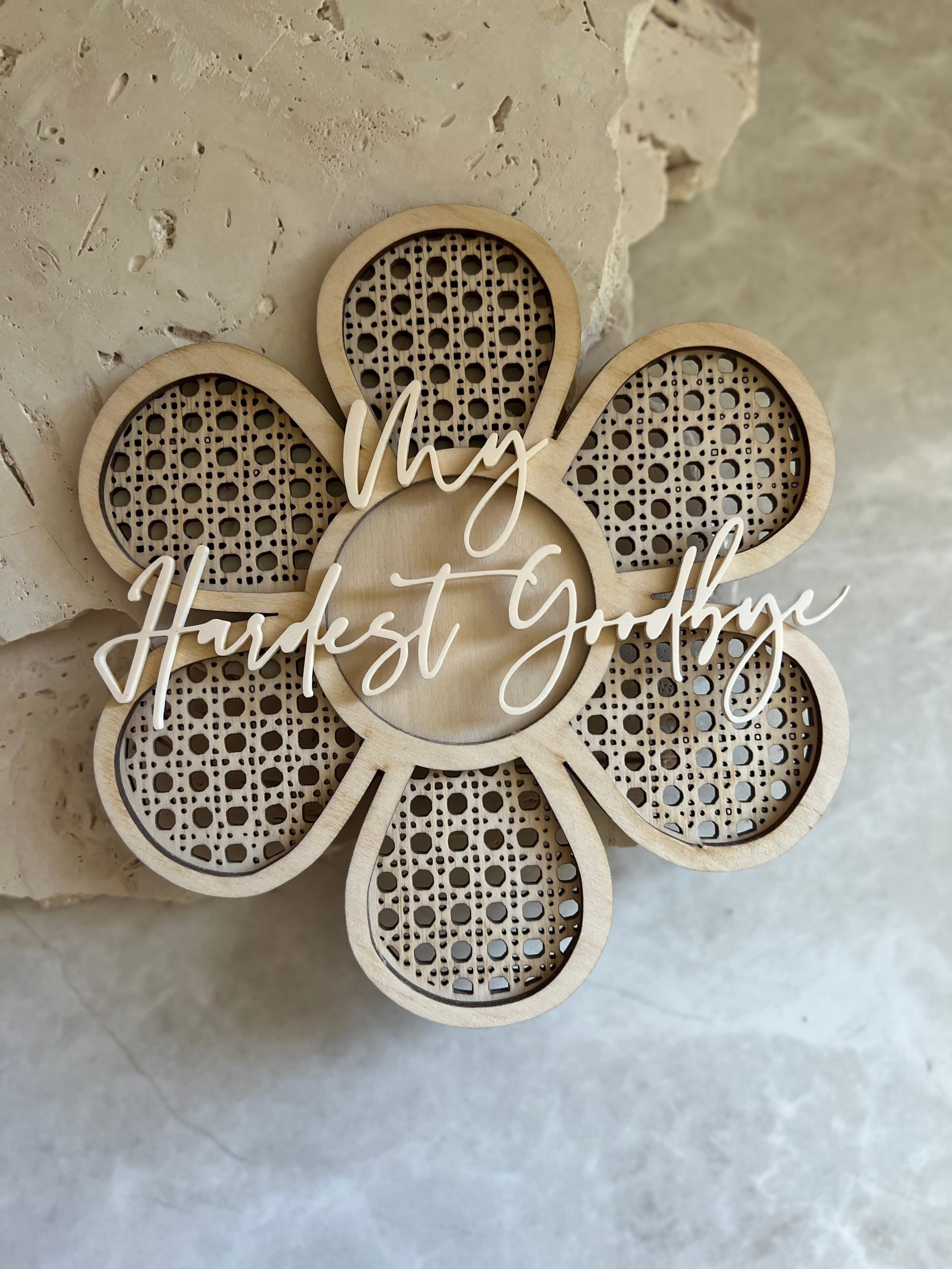 Infant loss Room decor | modern rattan daisy | daisy girl decor | my hardest goodbye