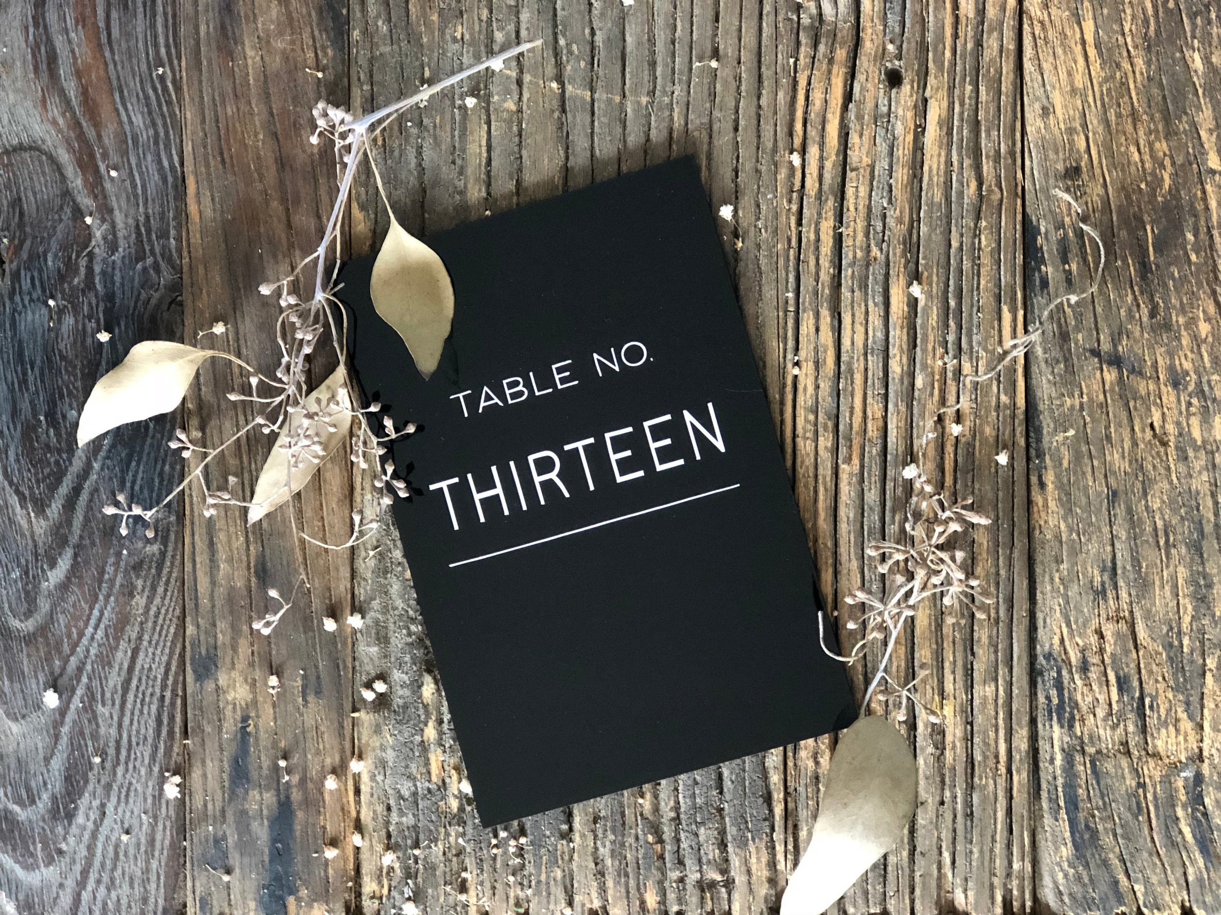 Black and White Acrylic Table Numbers