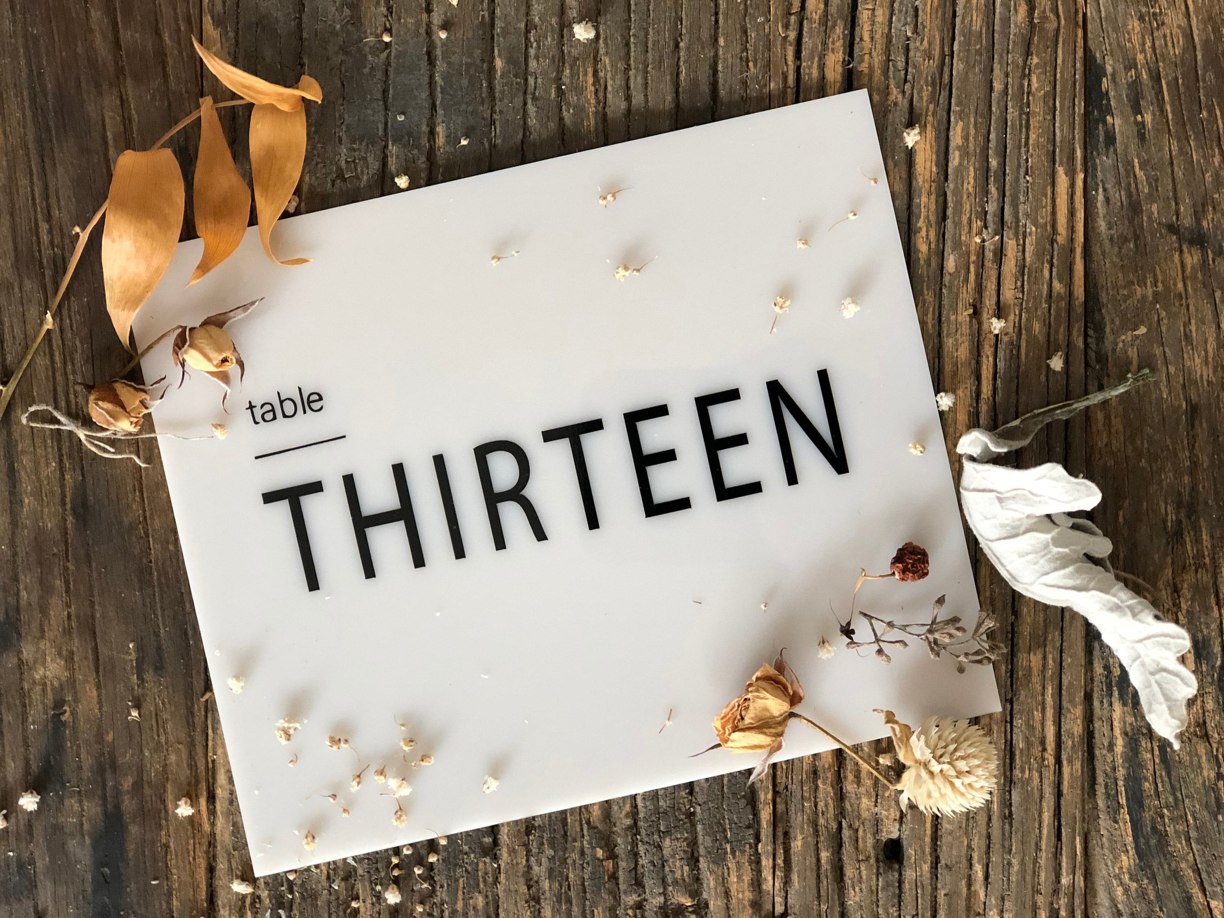 Black and White Acrylic Table Numbers