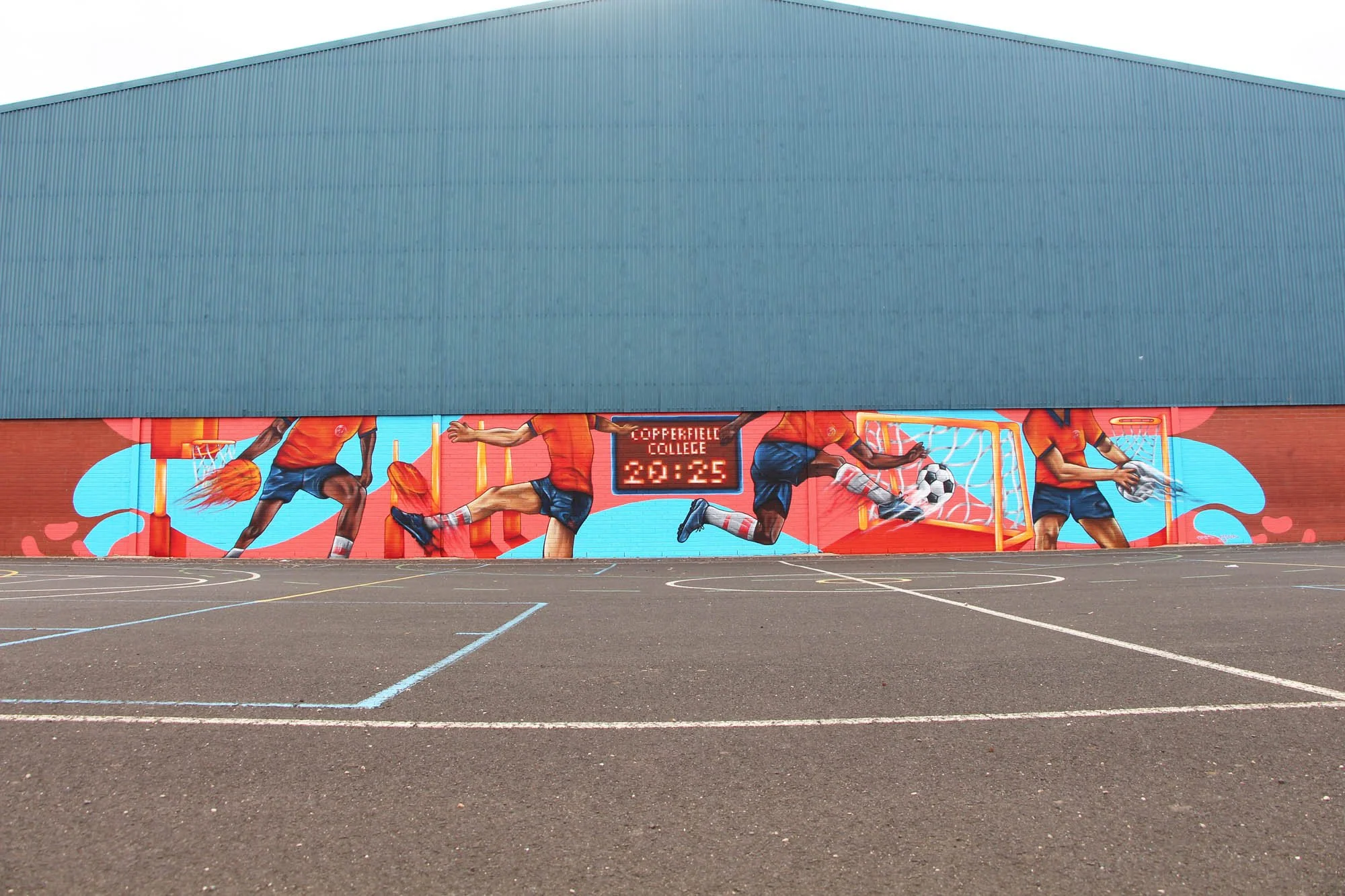 Sports Themed School Mural Painted by melbourne Graffiti, Street Artist & Muralist Lukas Kasper