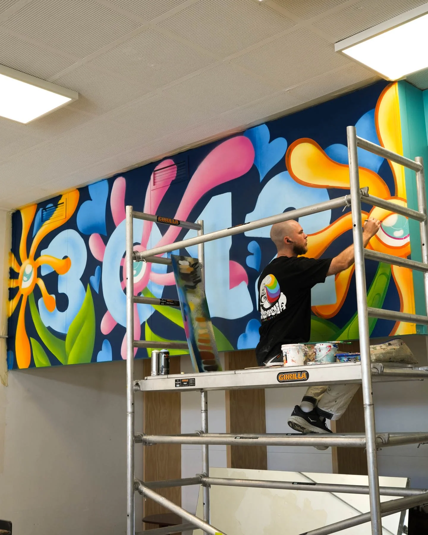 In Progress Barkly Street 3012 Business Mural Painted by Melbourne Artist Lukas Kasper