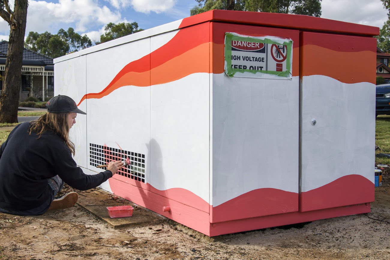 LGBTQIA+ themed power box mural painted for Melton City Council