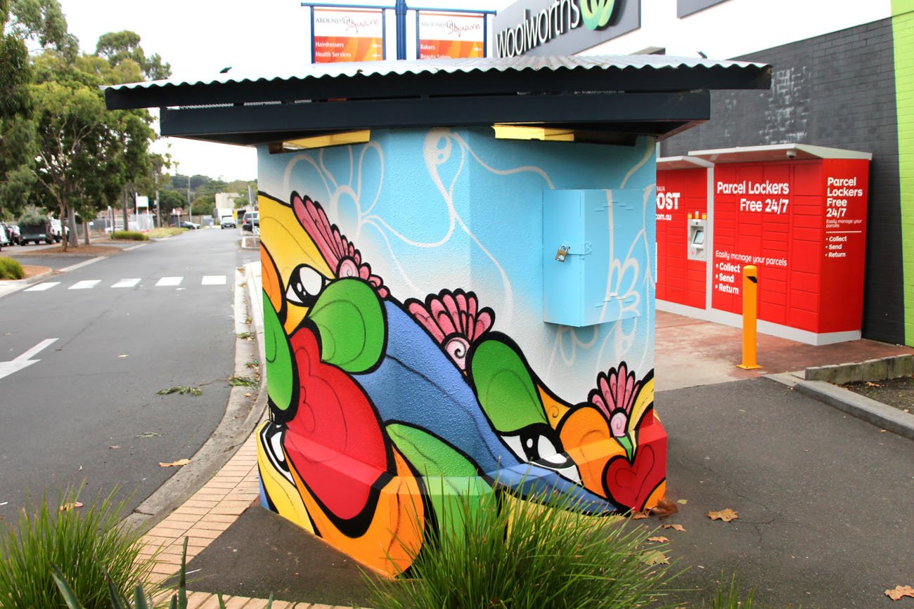 Toilet Block Mural in The City Of Whitehorse