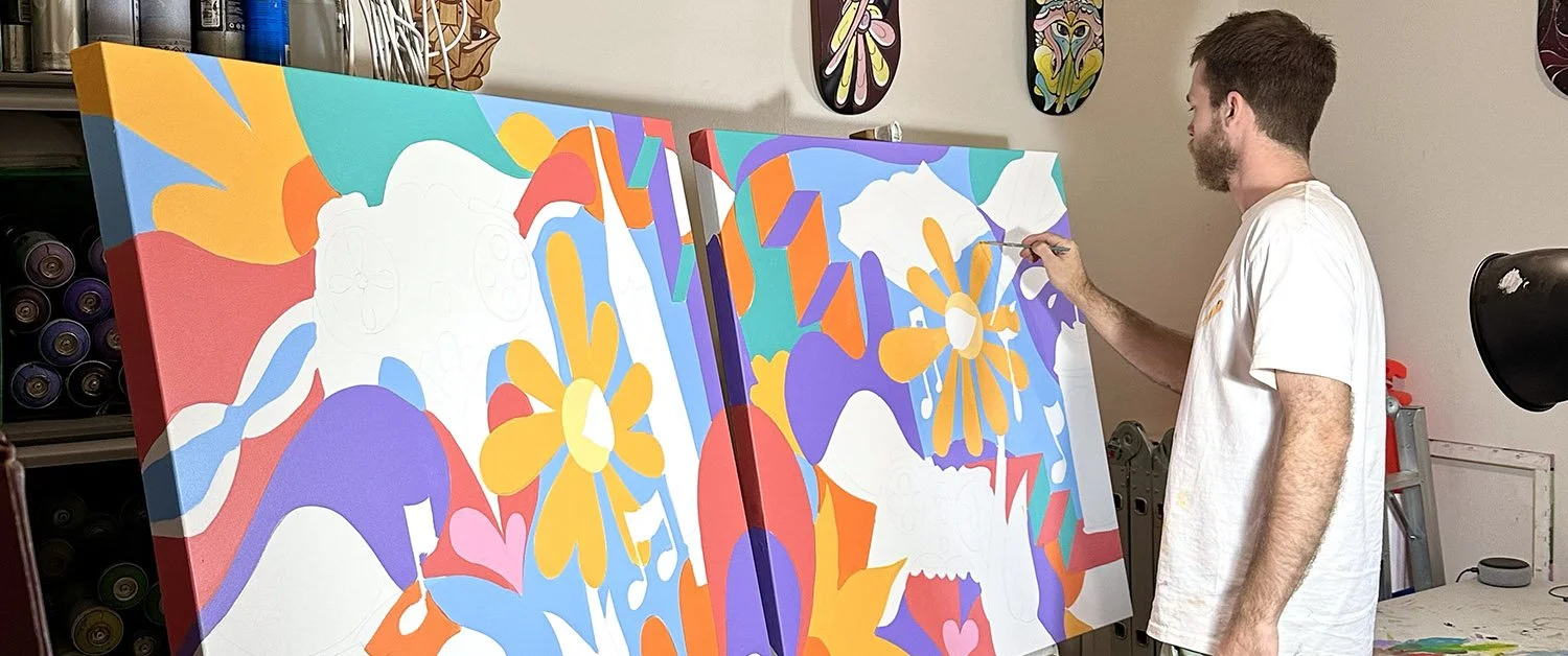 Melbourne Artist Lukas Kasper Custom Commission Paintings for your home and business painted on Canvas, skateboards, framed artworks and unique timber carved shapes
