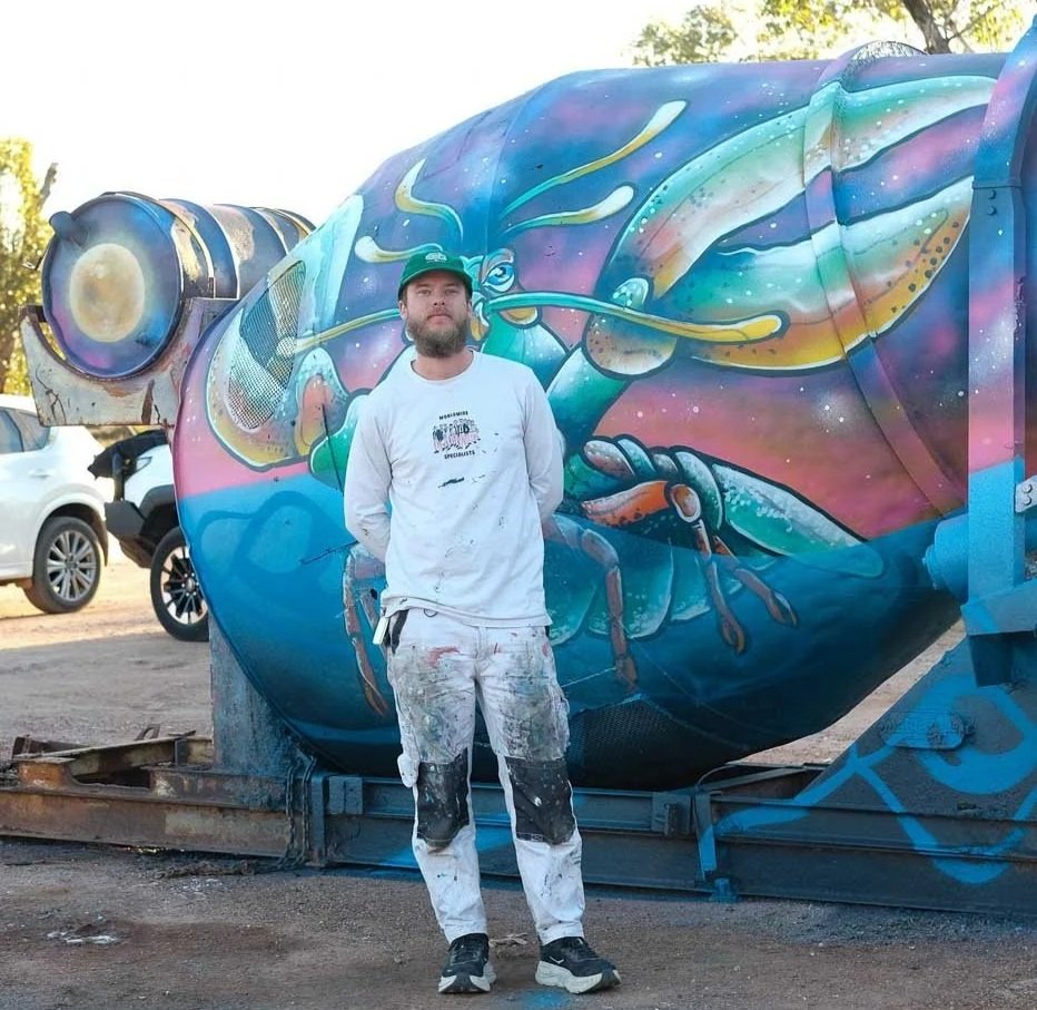 Art Agitators Mural project painted in Lightning Ridge On The Opal Miners Hall Of Fame facilitated by The John Murray Art Gallery found on the Yellow Car Door Tour