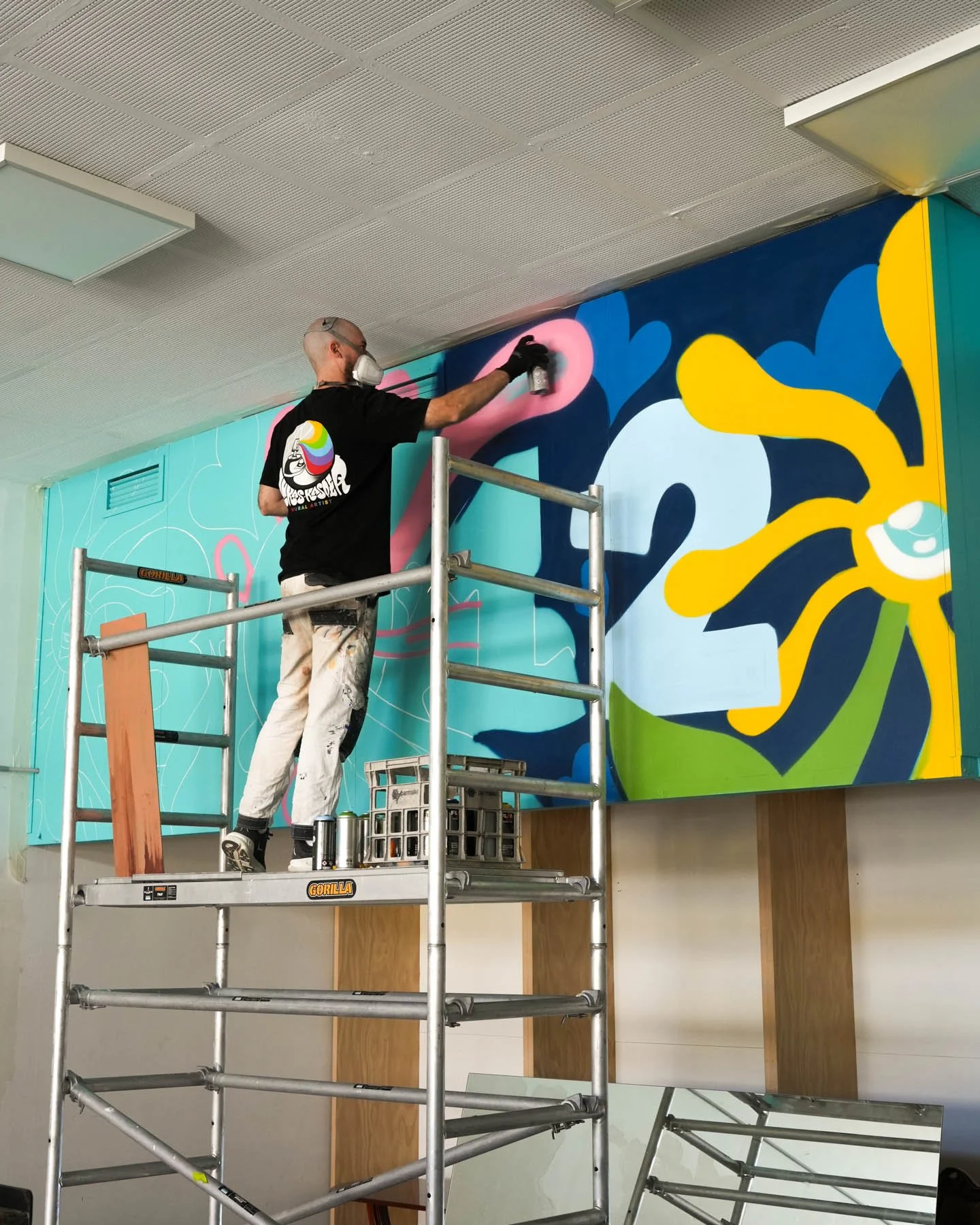 In Progress Barkly Street 3012 Business Mural Painted by Melbourne Artist Lukas Kasper