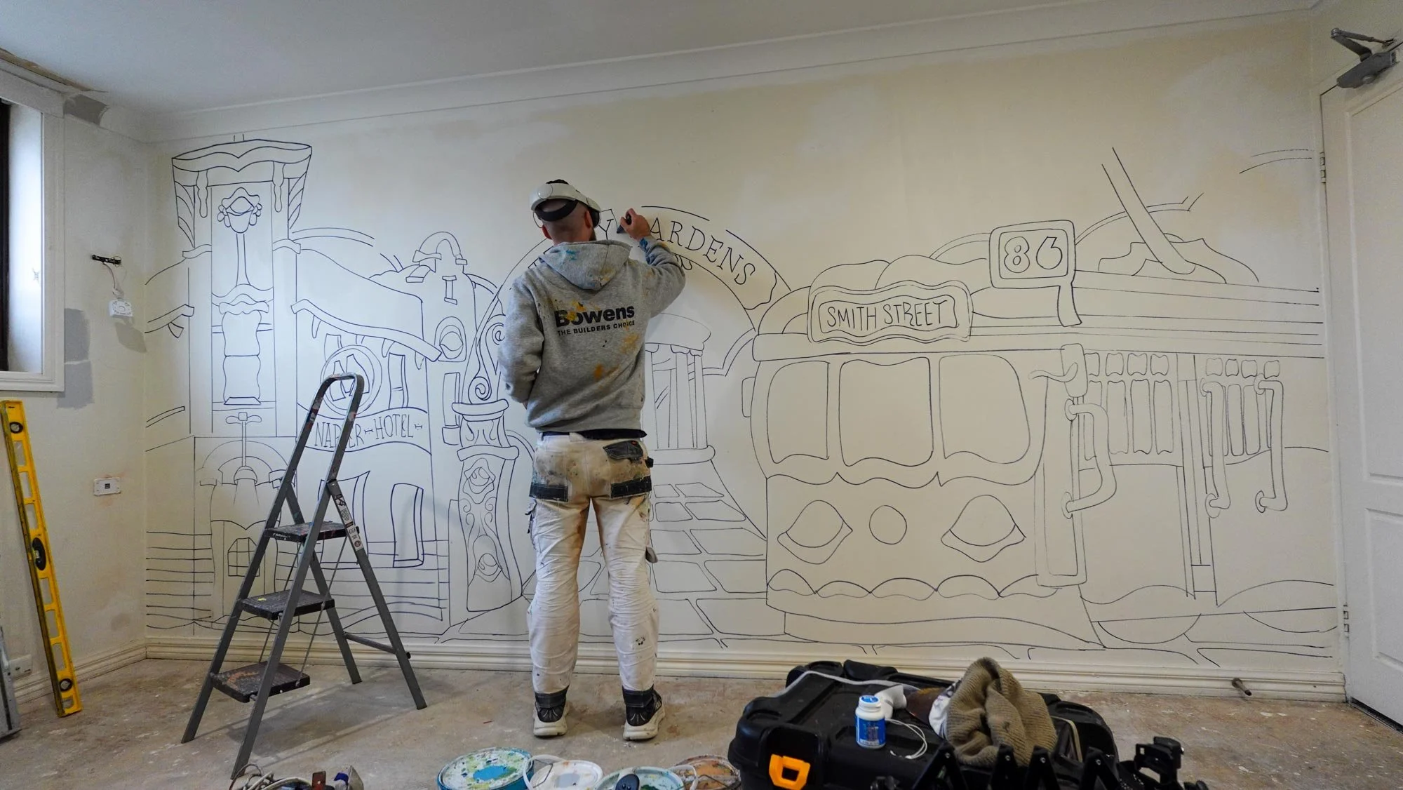 Mural painted in Fitzroy inside Airbnb Apartment inspired by Graffiti and Street Art