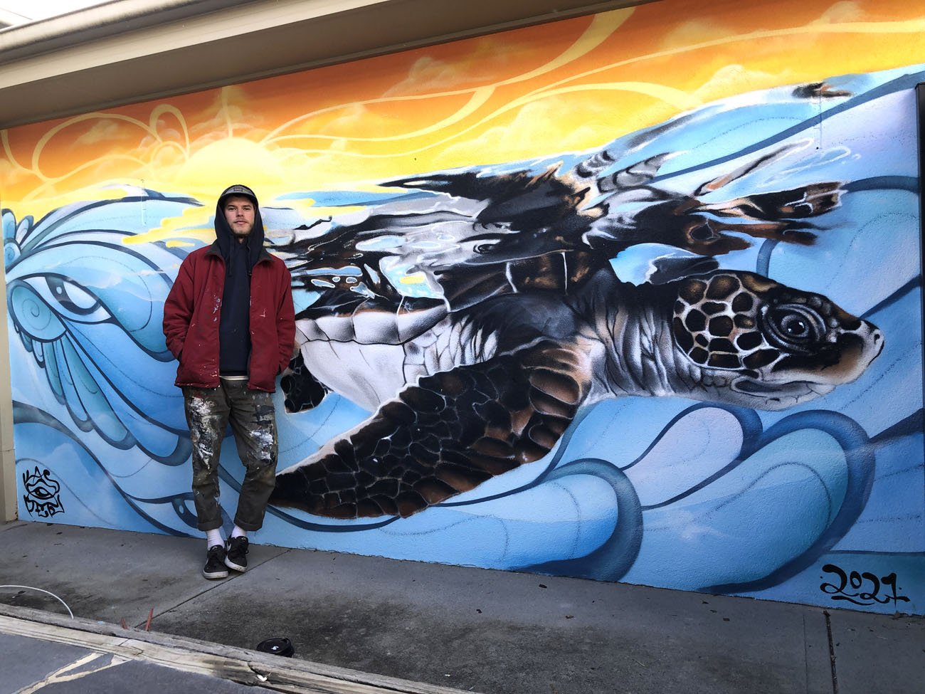 Turtle mural painted by Lukas Kasper