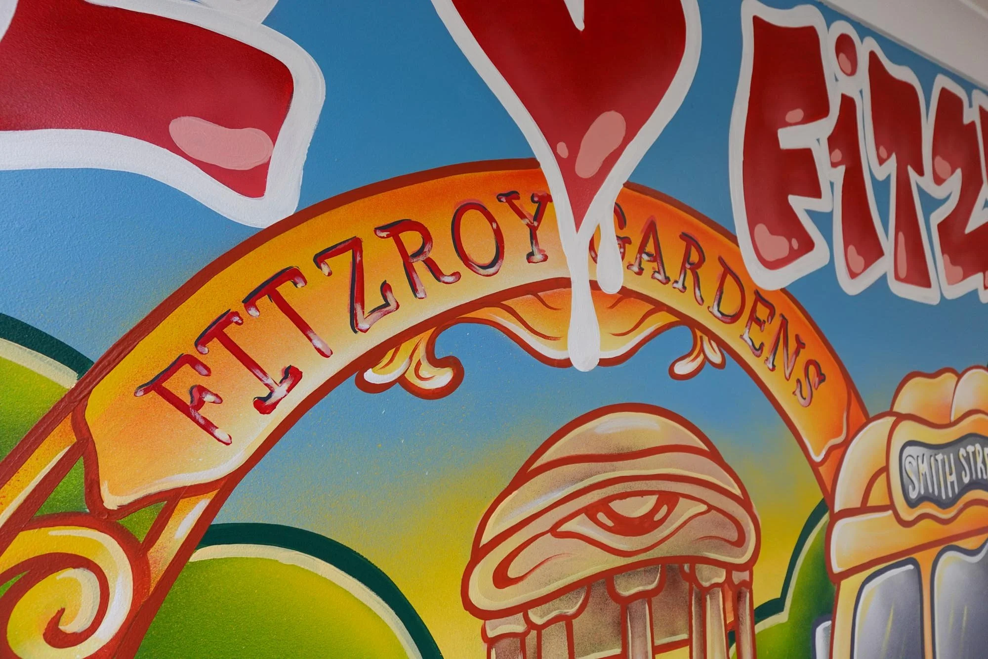 Mural painted in Fitzroy inside Airbnb Apartment inspired by Graffiti and Street Art