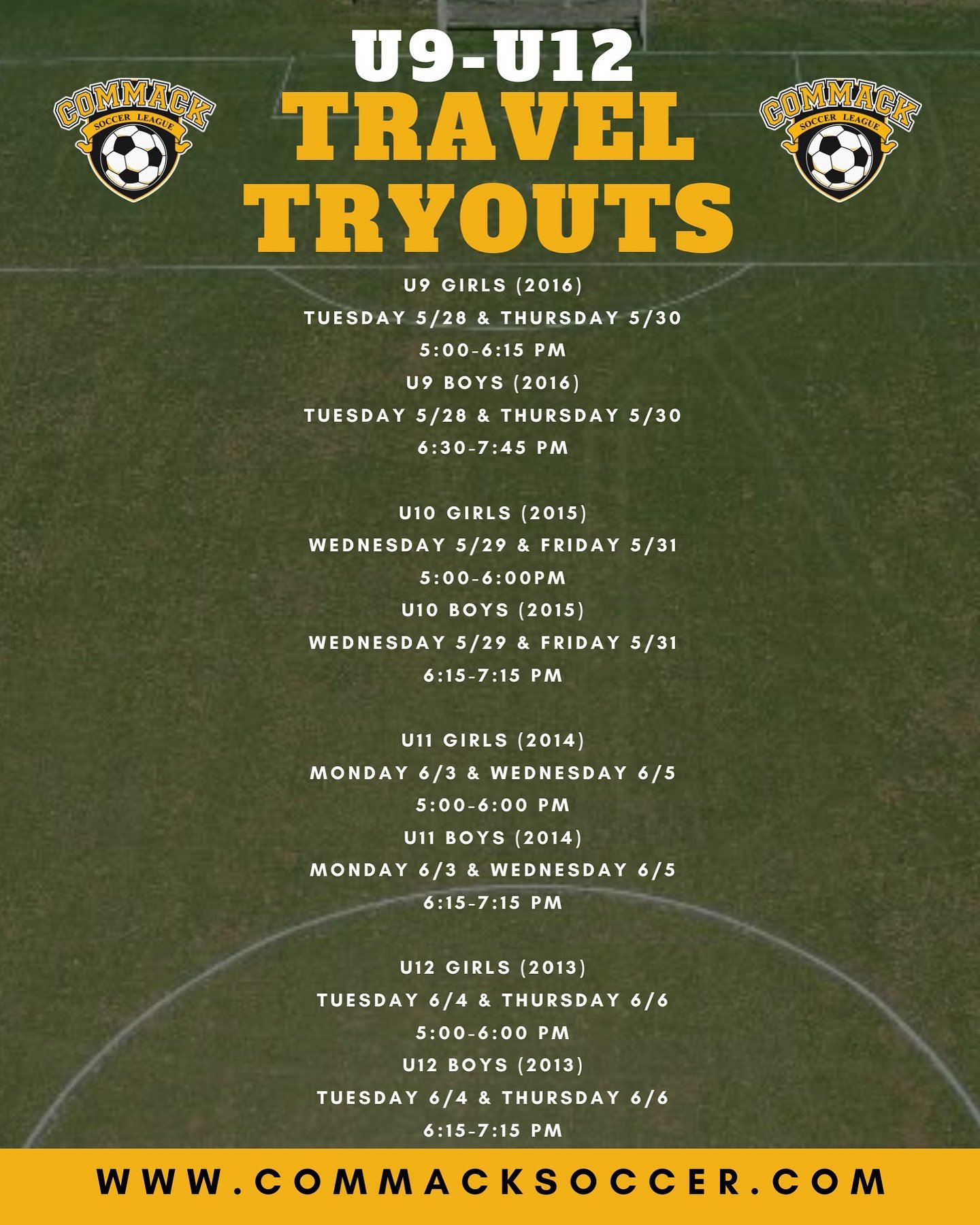 Our U9-U12 travel team pool tryouts are right around the corner! Registration for tryouts is free &amp; required- link in bio ⚽️ #CommackSoccer #CommackSoccerLeague
