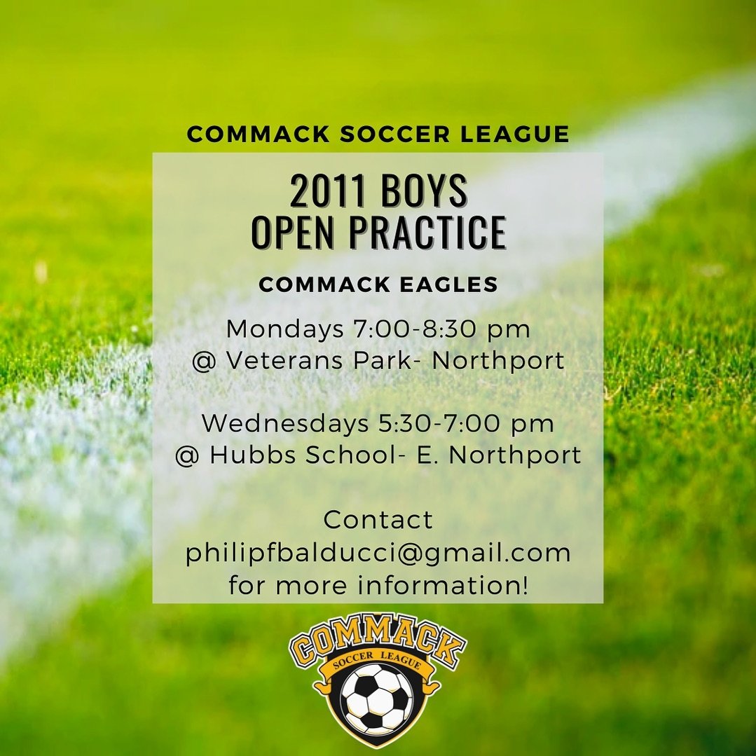 The Boys 2011 Commack Eagles will be expanding their roster and holding open tryouts on Mondays and Wednesdays. If you are interested in trying out, please contact philipfbalducci@gmail.com ⚽️ #CommackSoccer #CommackSoccerLeague