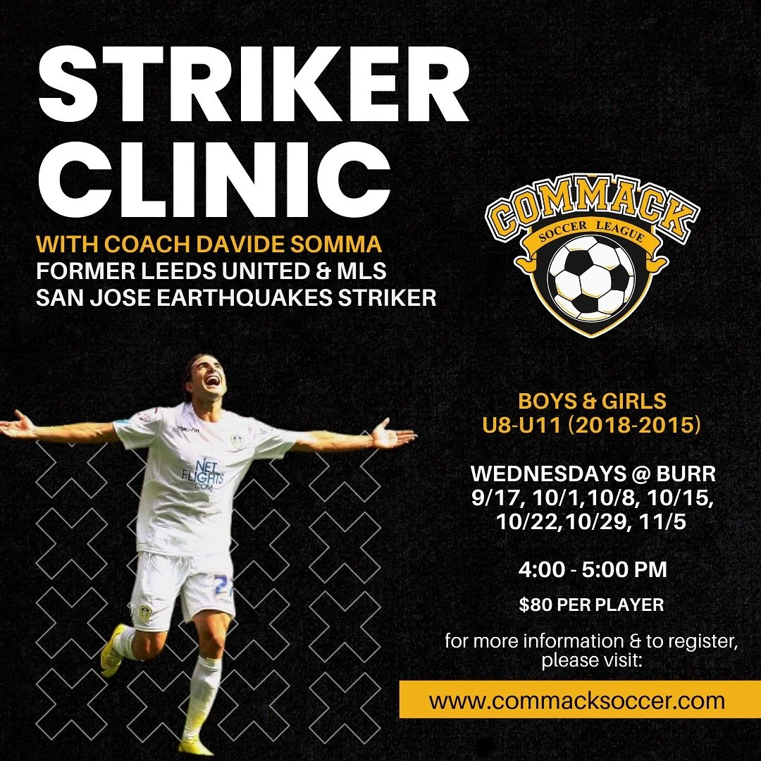 Introducing our brand new Striker Clinic run by Coach Davide Somma, former Leeds United striker 🙌🏼 This clinic is for U8-U11 players &amp; will run on Wednesdays this fall. Don&rsquo;t miss out on the opportunity to be trained by the best&hellip; r