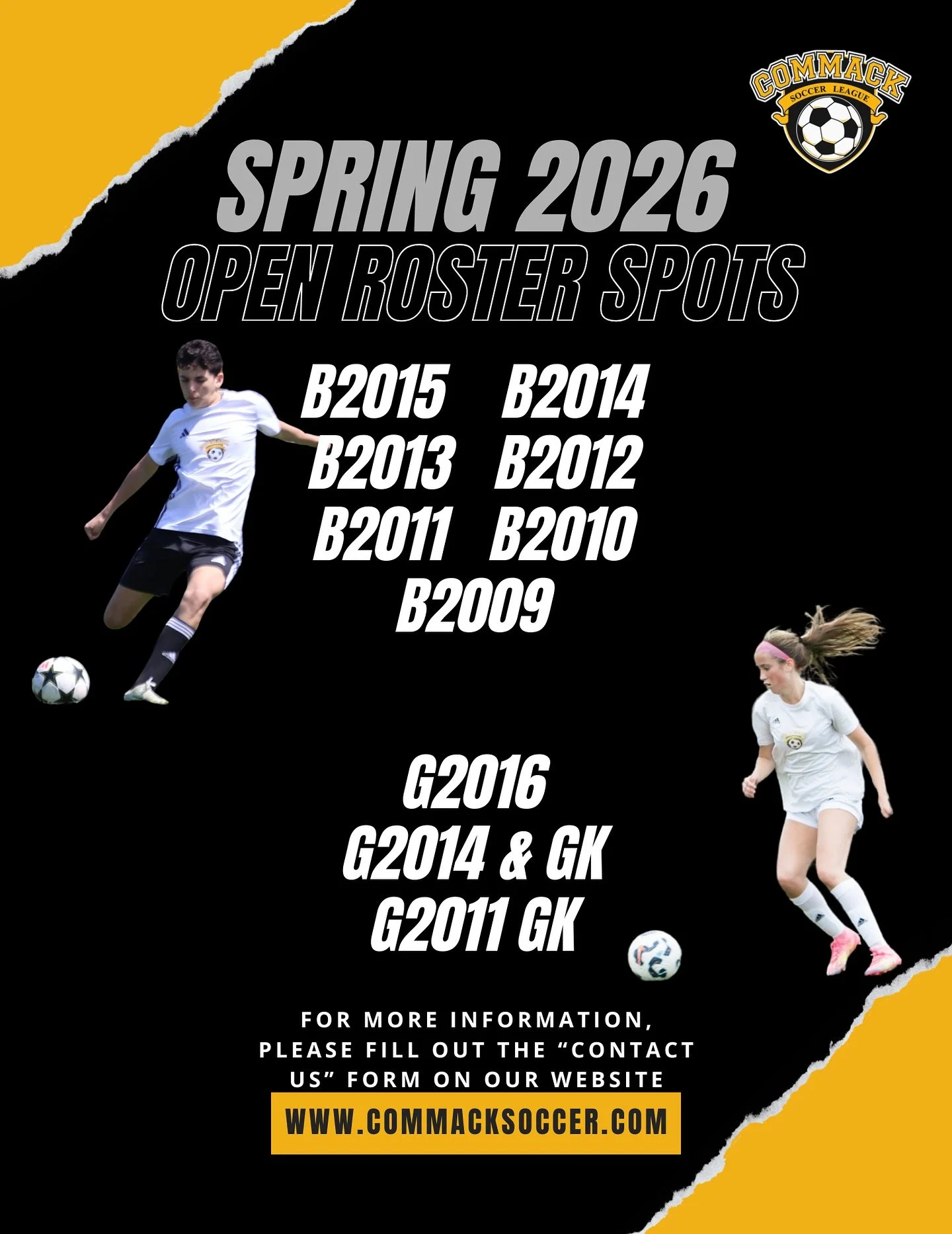 Select teams have open roster spots for the Spring 2026 season! If you are interested in trying out, please fill out the &ldquo;contact us&rdquo; form on our website. Link in bio ⚽️ #CommackSoccer #CommackSoccerLeague