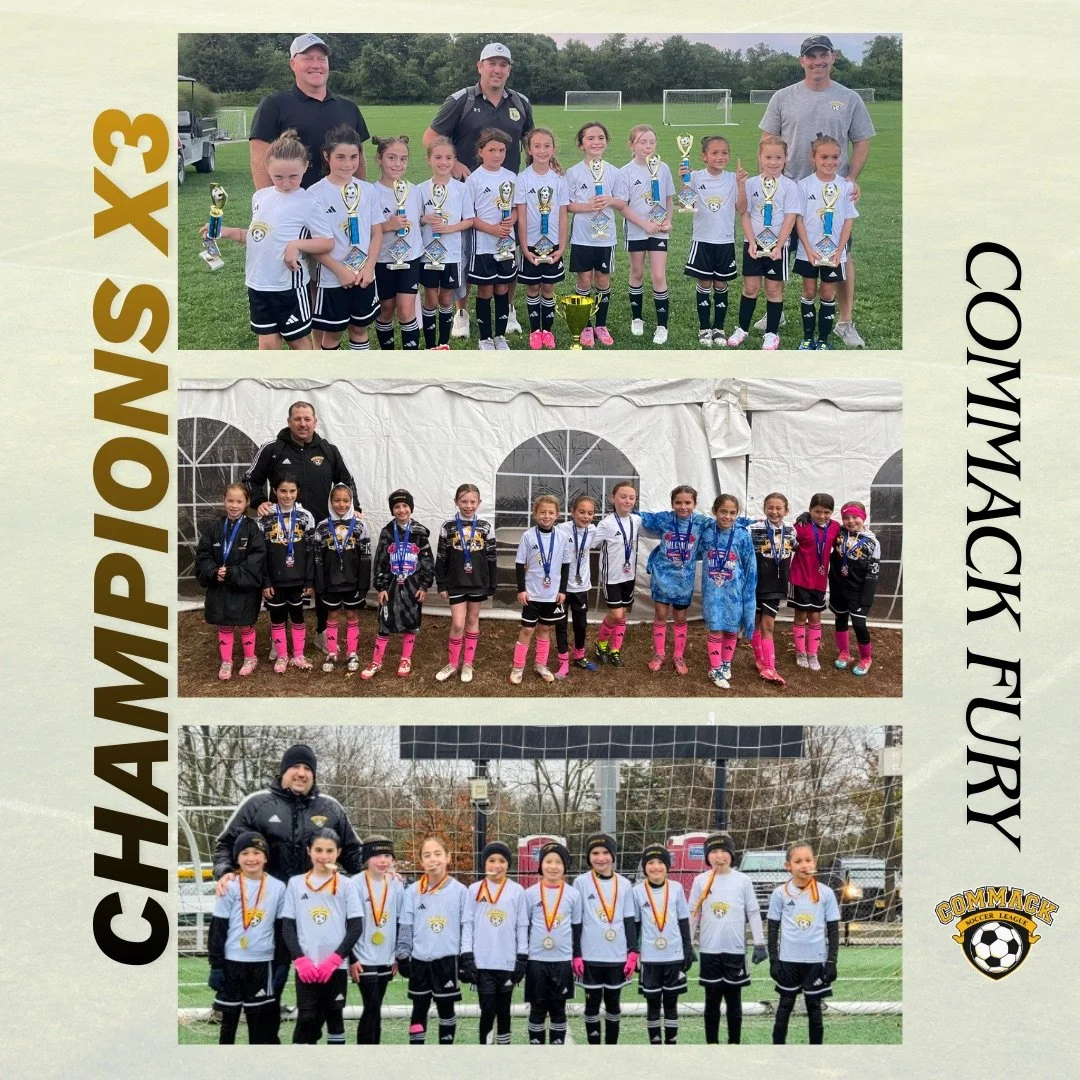 Back to back to back‼️ The Commack Fury girls have won first place in their last three tournaments- what an exciting fall season it was! Congratulations, girls 👏🏼🏆⚽️🥇 #CommackSoccer #CommackSoccerLeague