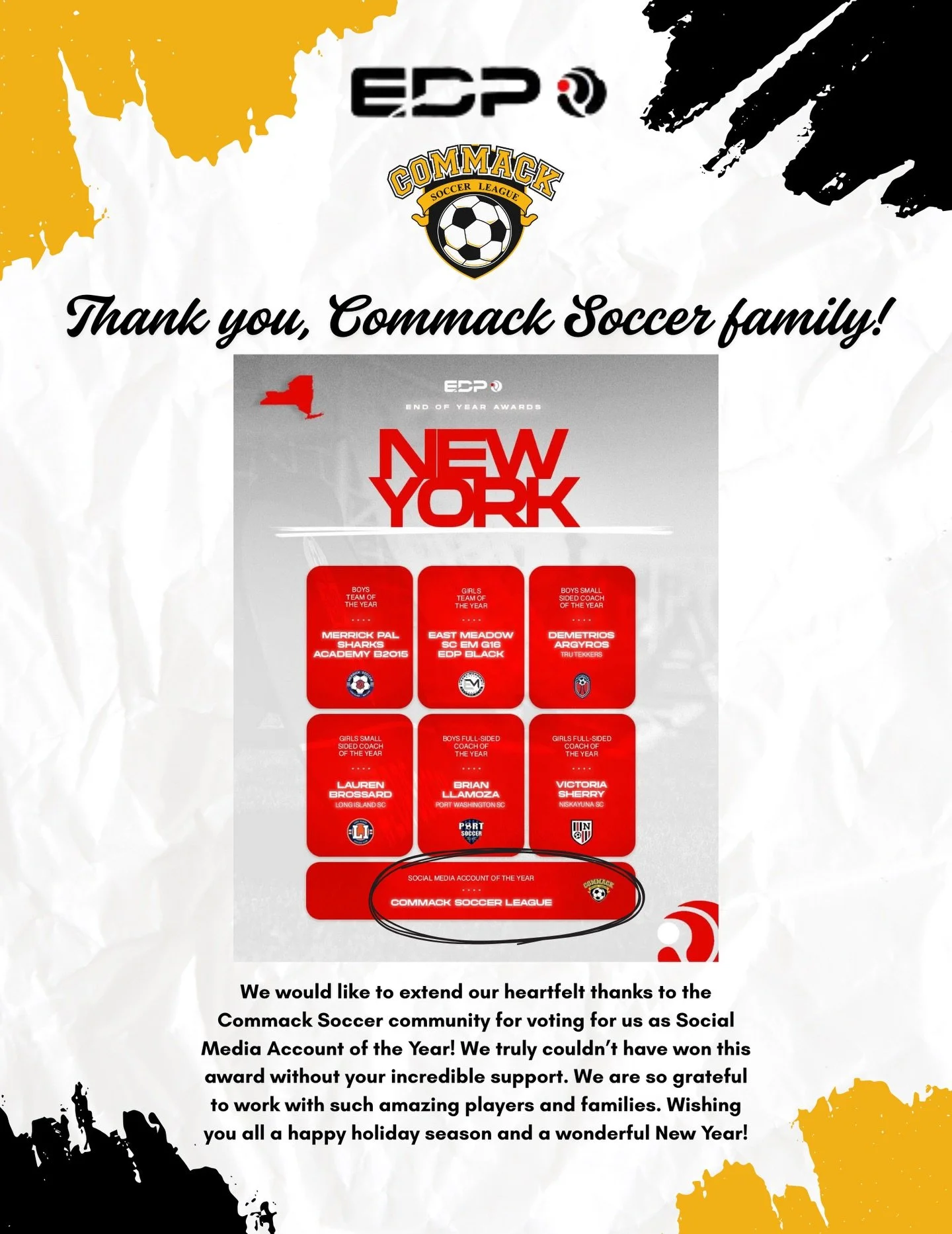 Thank you to our Commack Soccer family 🤍⚽️ #CommackSoccerLeague #CommackSoccer #EDPSoccer