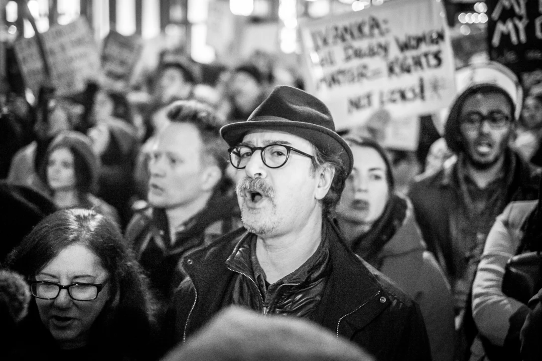 New York, NY - Jan. 21, 2017: Protesters march on 5th Ave take part in The Women’s March on NYC. The protest took place the day after the Presidential inauguration of Donald Trump and concluded at Trump Tower.