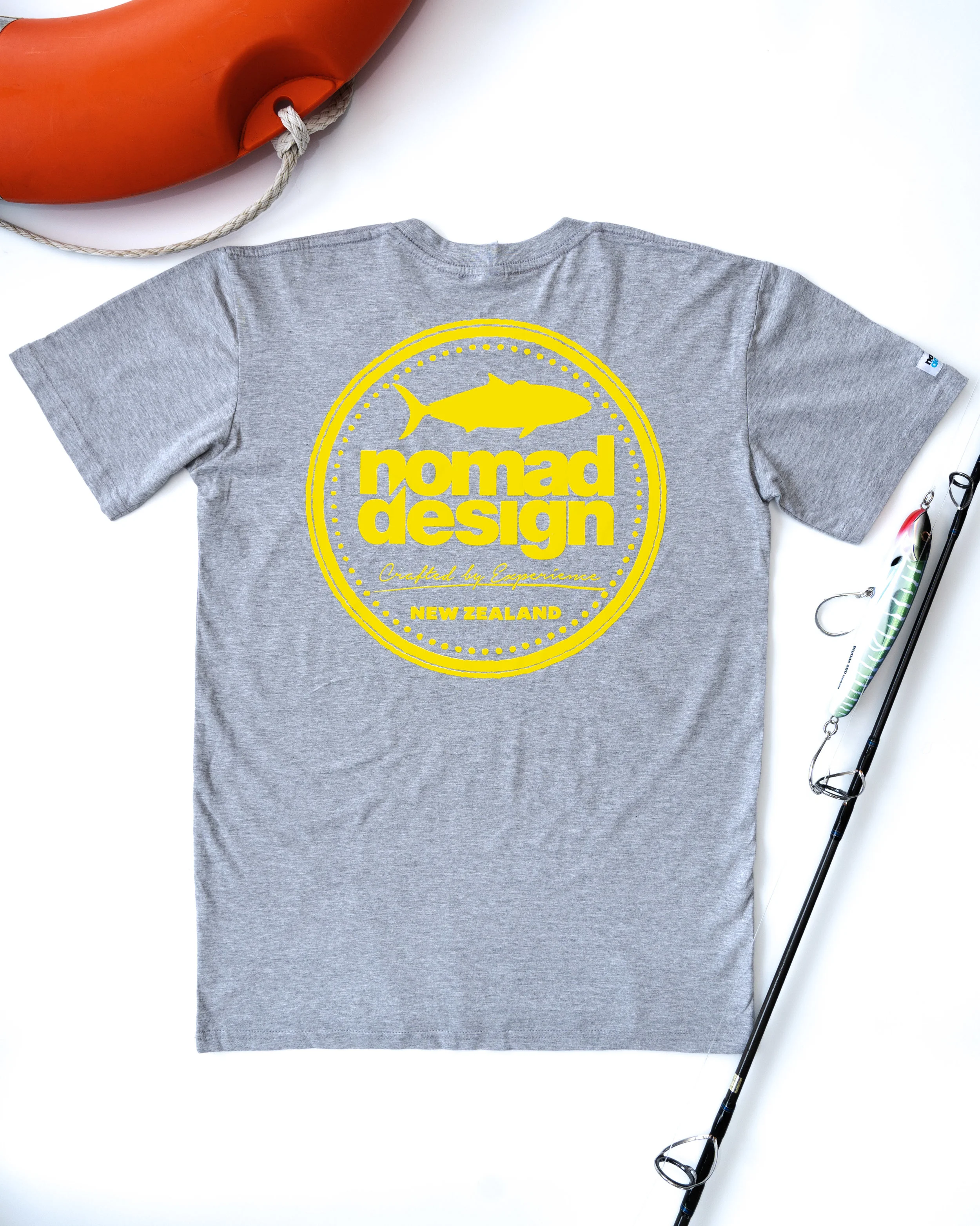 Nomad Design Tee - Grey Marle/Yellow