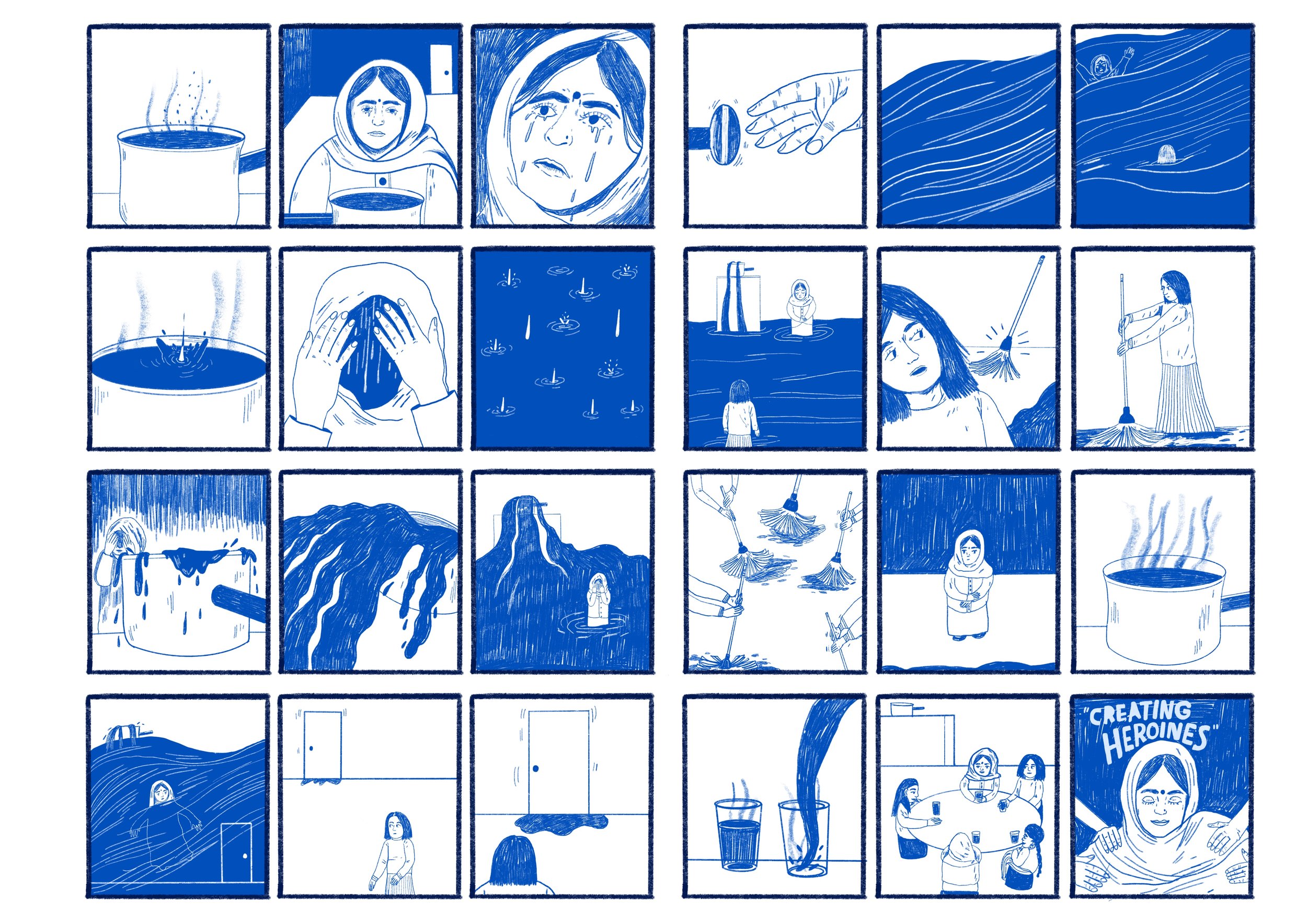 My finished artwork for the open studio. A wordless comic created with the intention of addressing the issue of mental health.