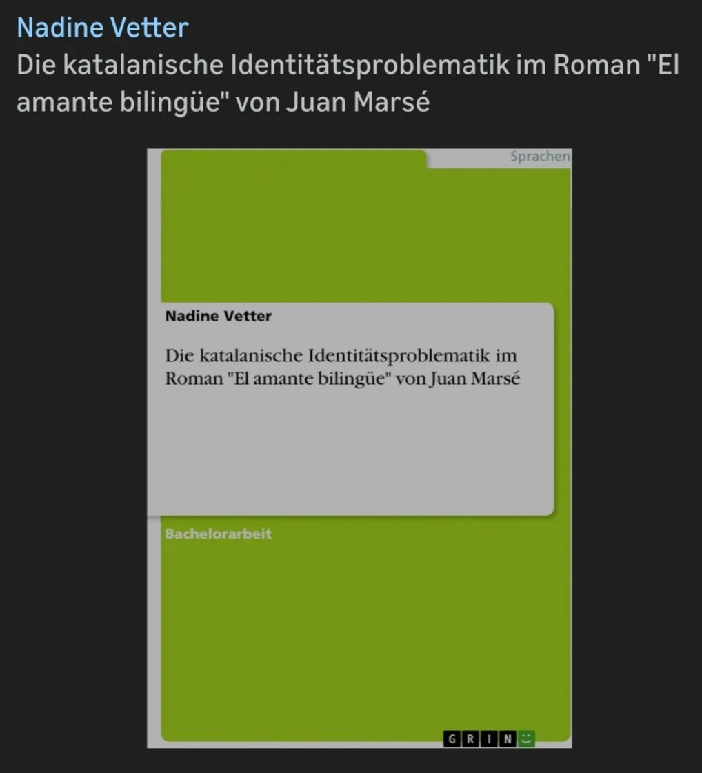 Nadine Vetter Die katalanische Identitäsproblematik im Roman "El amante bilingue" von Juan Marsé 