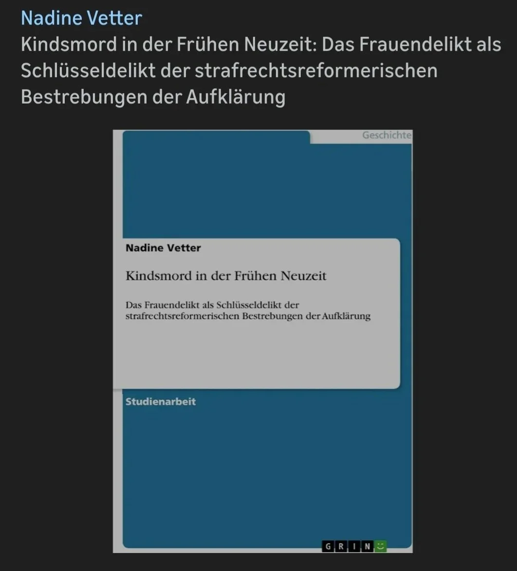 Nadine Vetter Kindsmord in der frühen Neuzeit