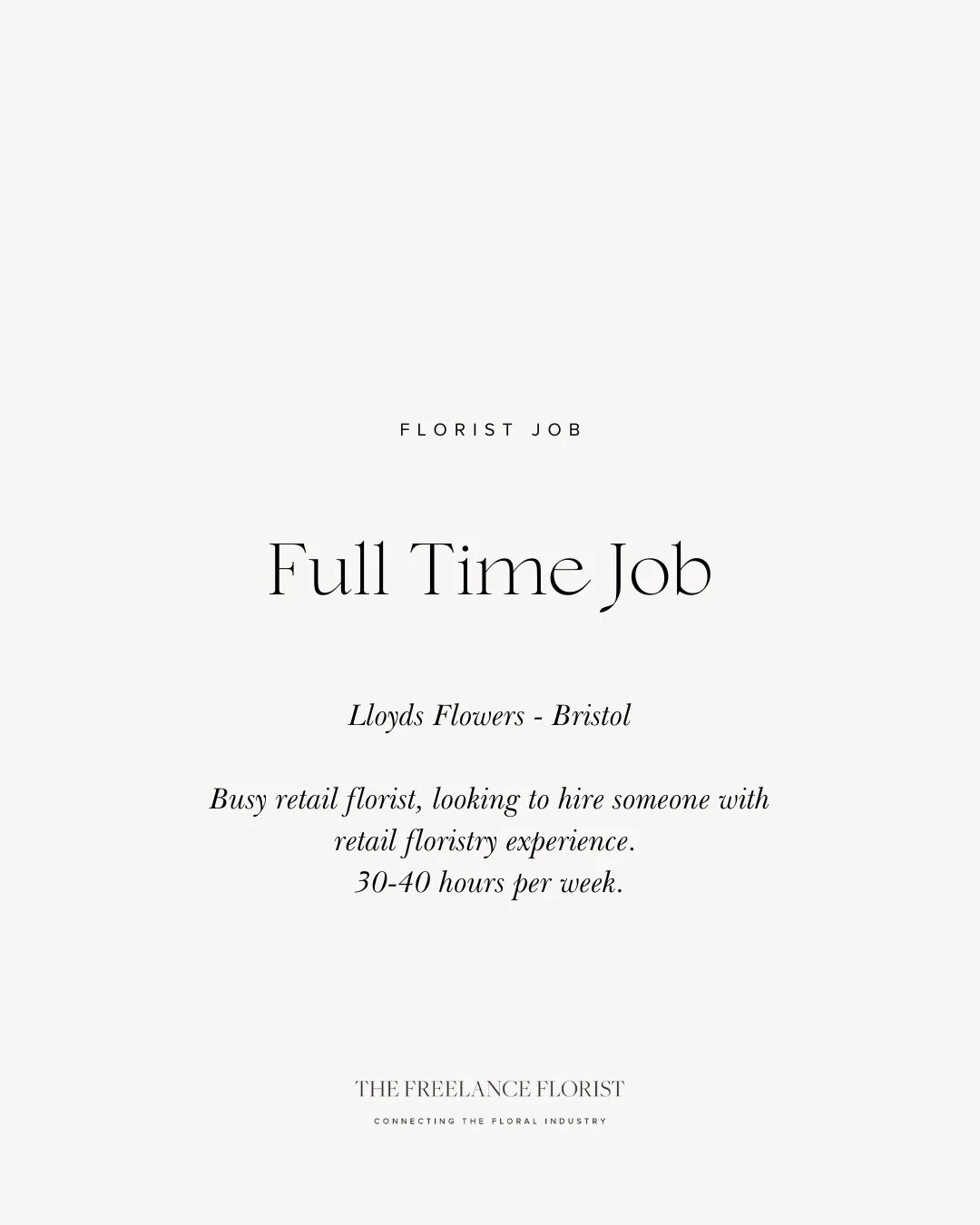 ✨ New job alert! ✨

We&rsquo;ve just added a great new opportunity to the Florist jobs board &mdash; an experienced florist is needed for a busy shop based in Bristol. 

If you&rsquo;re looking for hands-on, inspiring work in a supportive team, this 