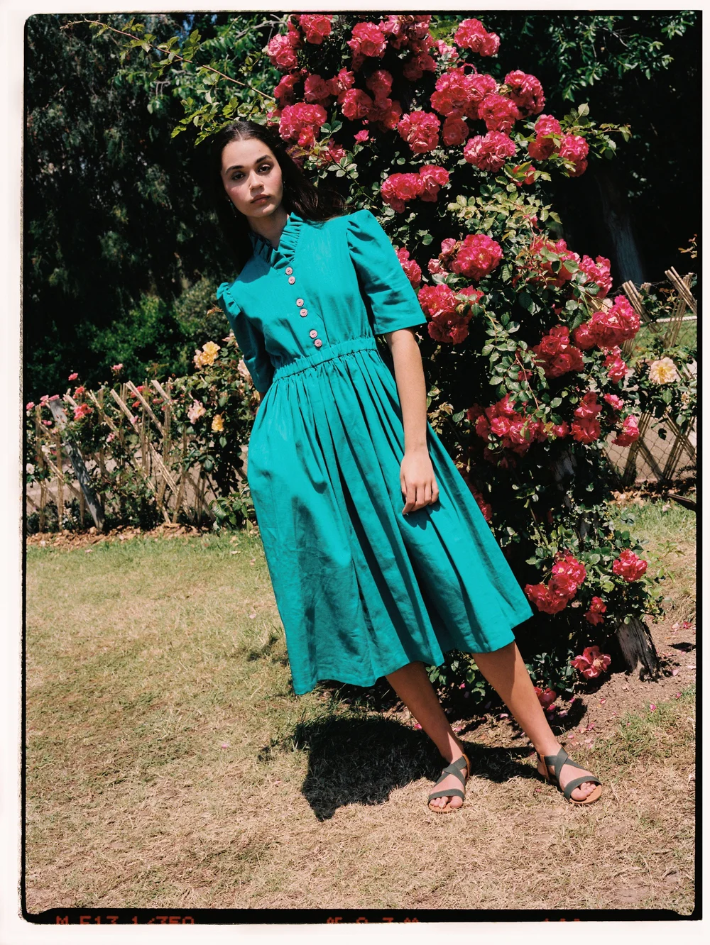 Eleonora Dark Green Linen Dress mashamaria Eleonora Dark Green Linen Dress mashamaria
