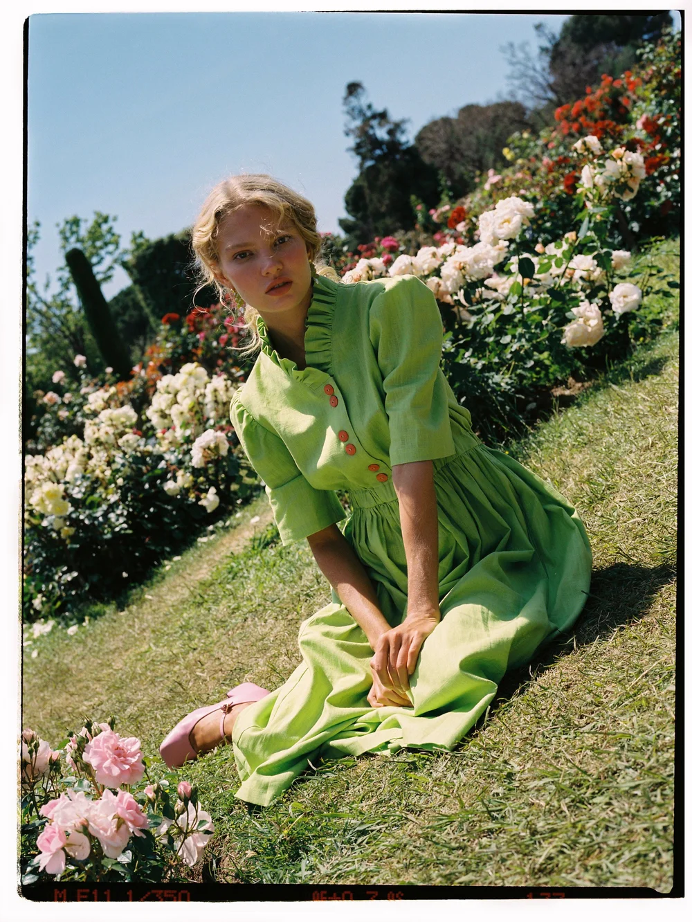 Eleonora Green Linen Dress  mashamaria