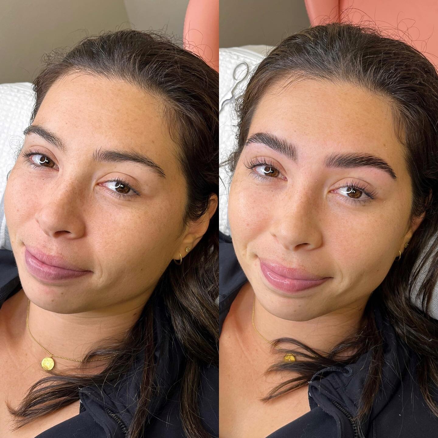 GORGEOUS results on my beautiful client @natfineman_fitness - this is this months special! Lash lift + tint, Brow Lamination/brow tint/wax.
.
What this service does: enhances the eyes by curling the lashes in an upward direction and deepening the col