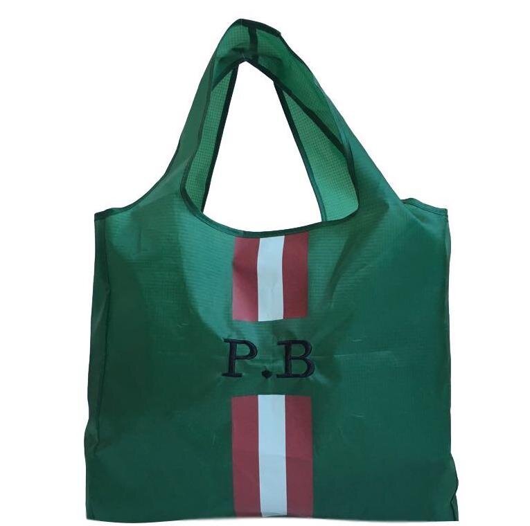 Folding tote Green monogram.jpg