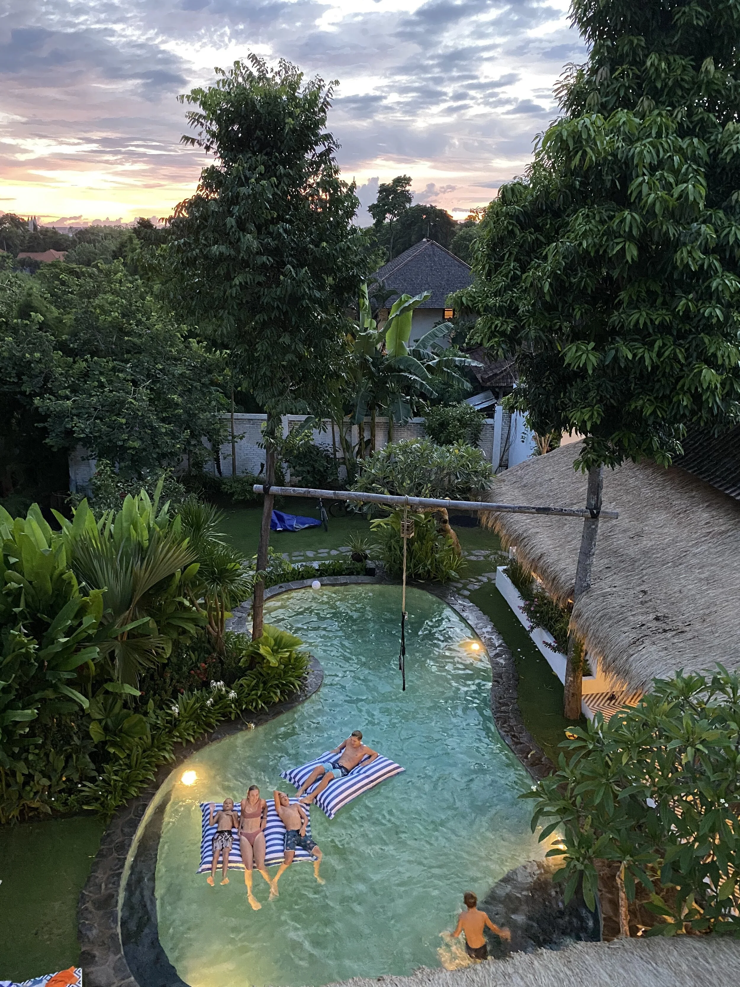 The organically shaped pool. Can you spot the pool swing?