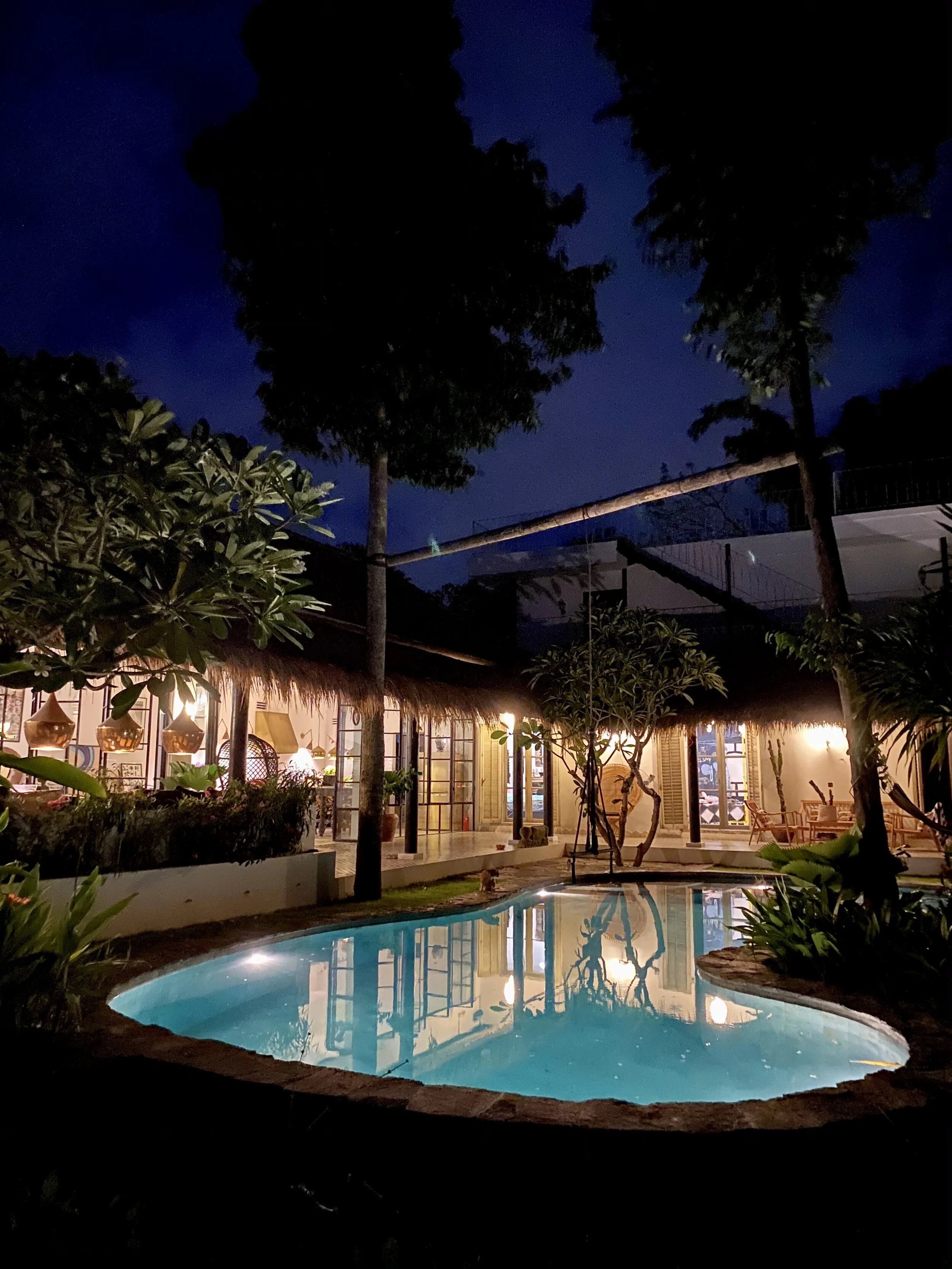 Nighttime in the villa.