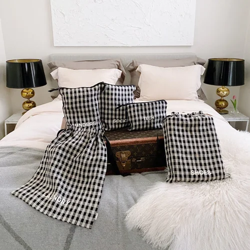 Gingham 4-Pack Suitcase Organizer