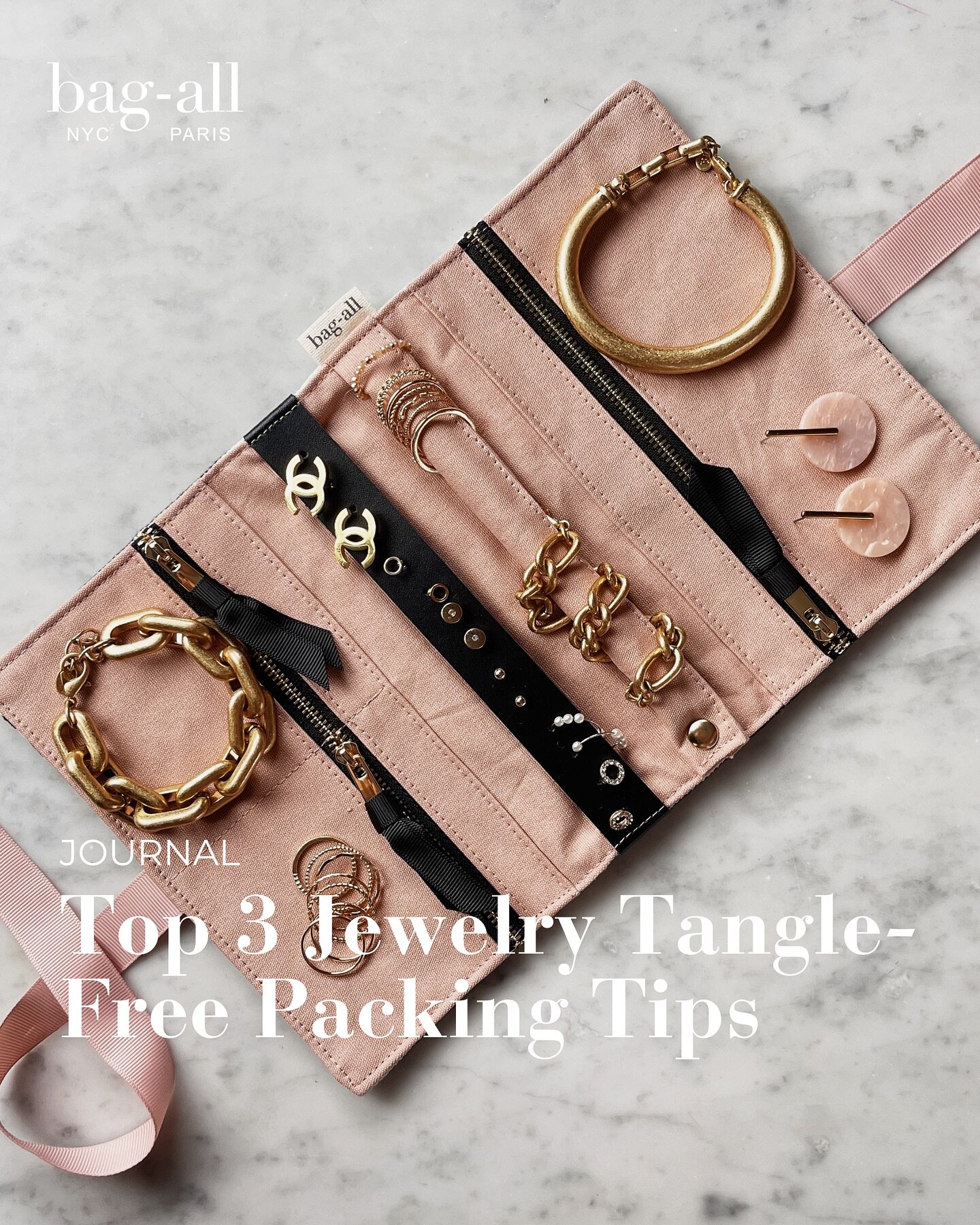 Revealing the secrets to tangle-free jewelry packing!💍✨ Head to our journal website for the full scoop on keeping your precious accessories organized and ready to shine wherever you go.

www.bag-all-journal.com

In frame: Jewelry Roll, Travel Pouch 