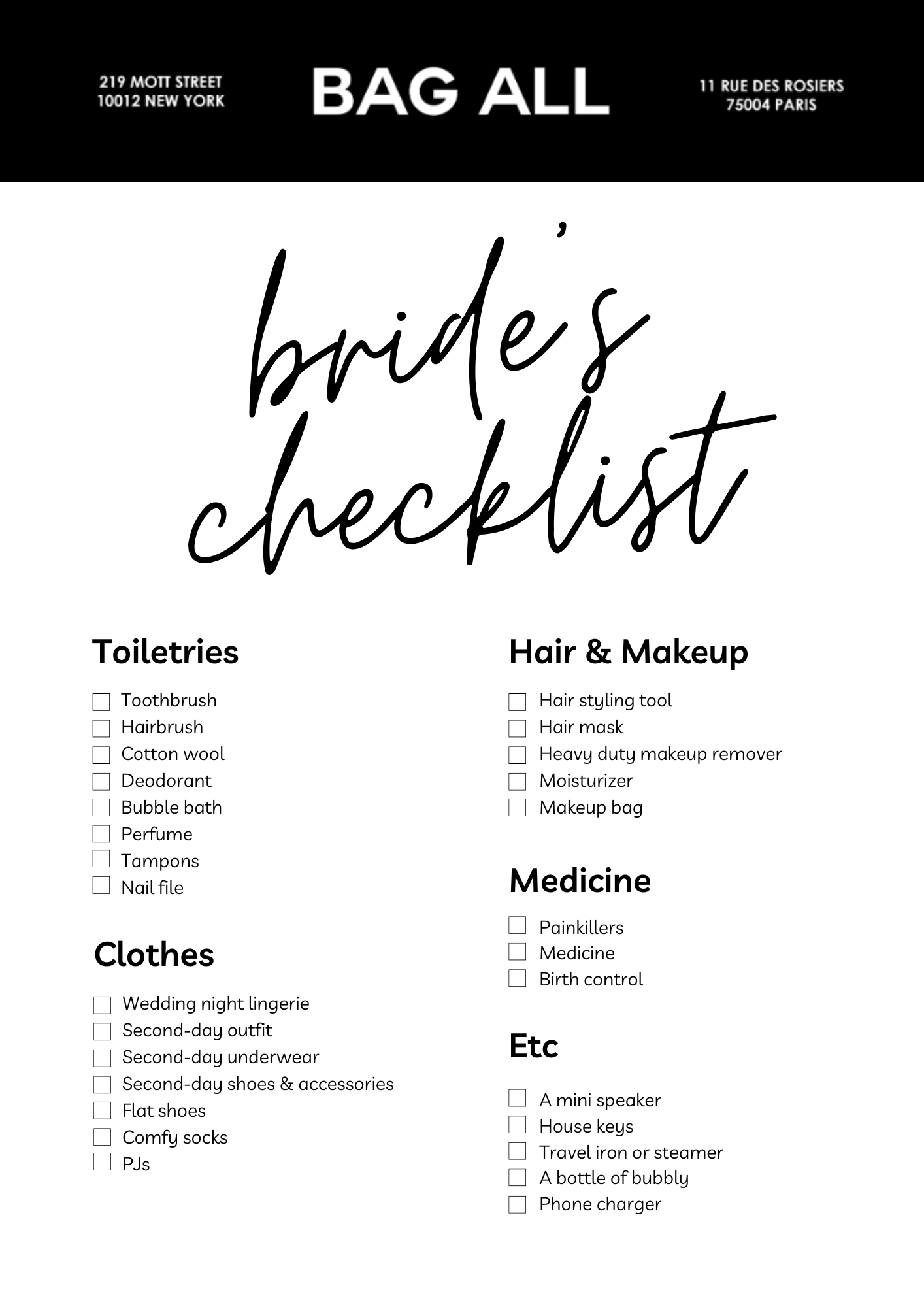 Wedding Day Accessories Checklist for the Bride, the Groom and