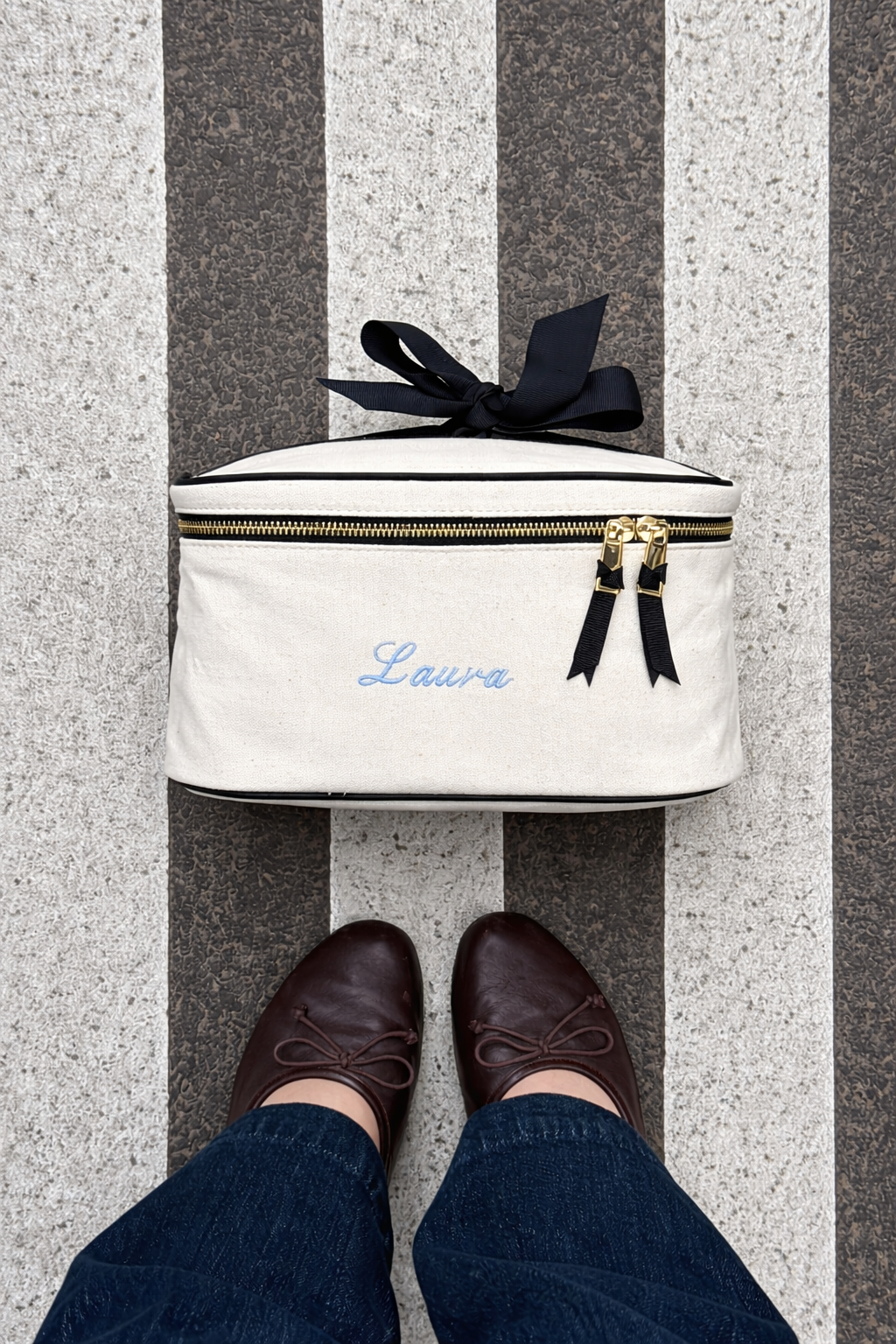 Bag-all Makeup Case & Toiletry w Insert Organizer, M – Cream