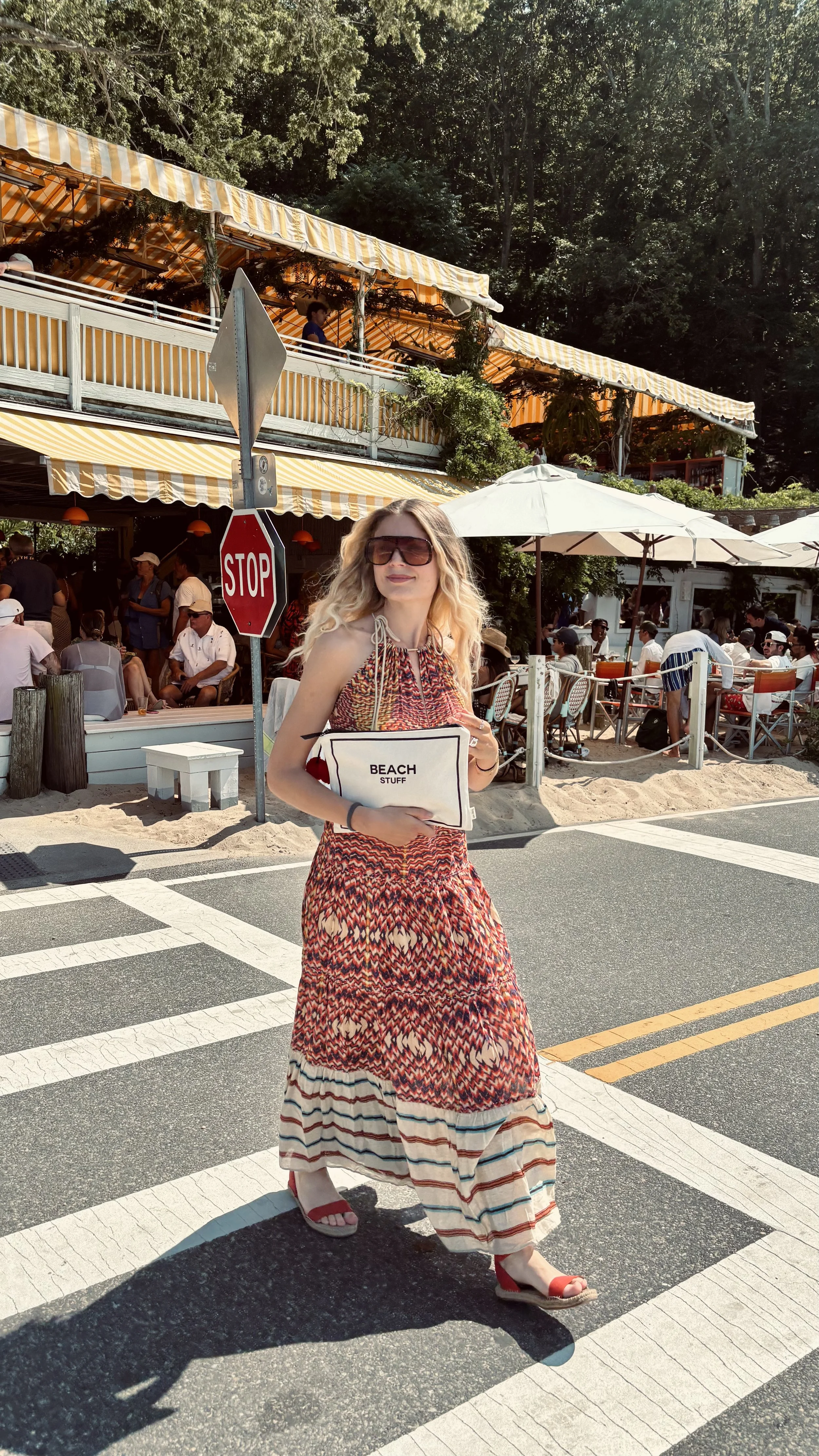 Bag-all Monogram Beach Pouch for Bathing Suits and Sunscreen, Cream