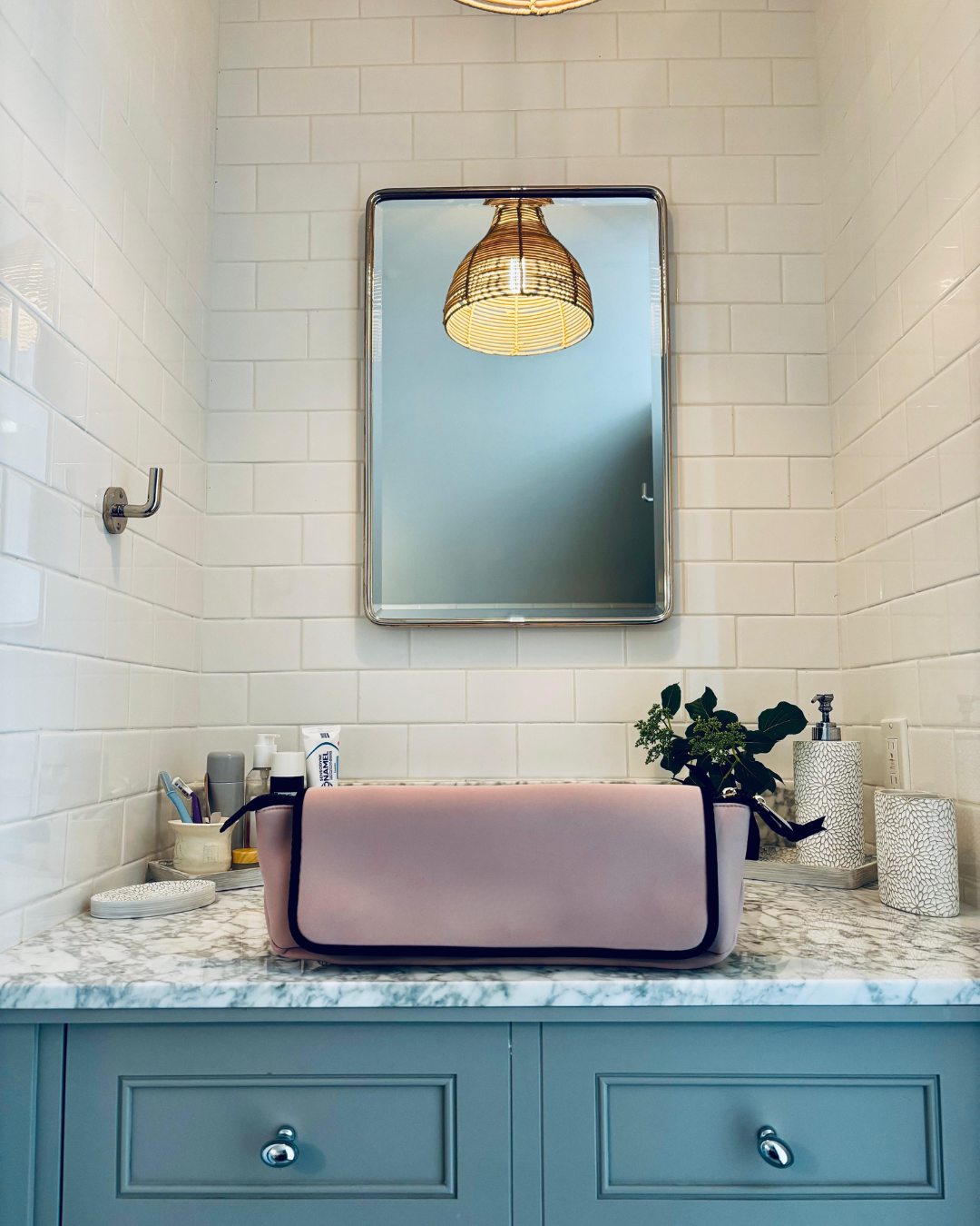 Bag-all hair tools travel case with heat-resistant mat in cream