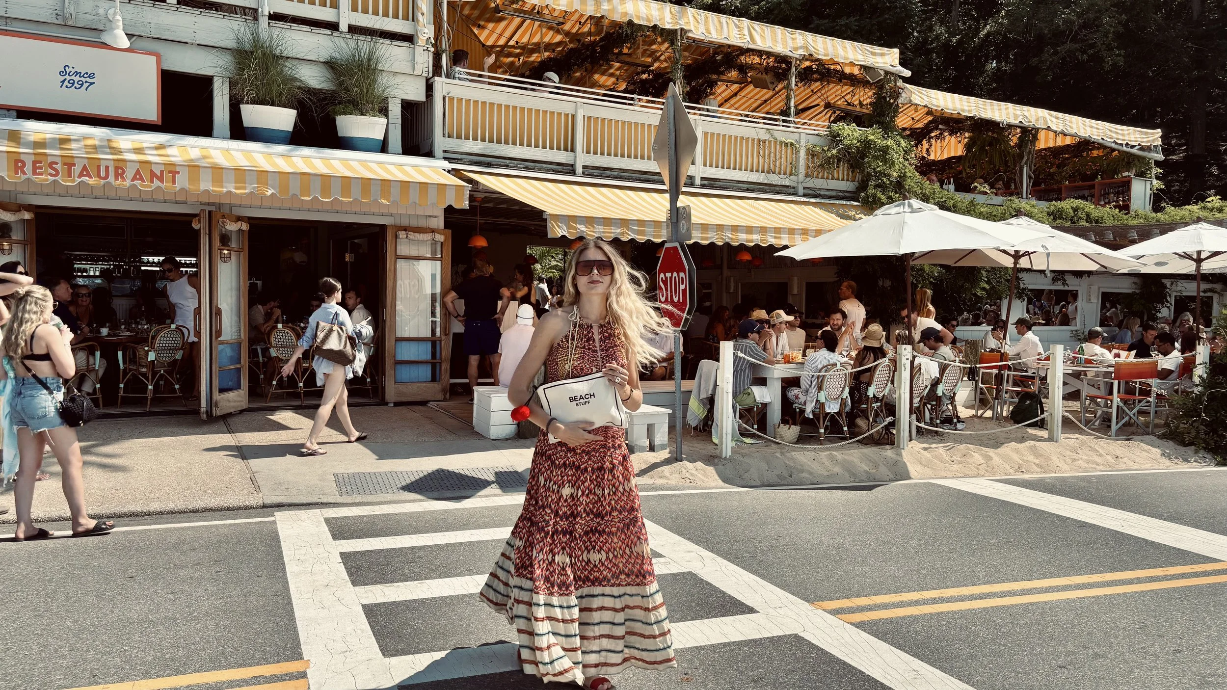 Bag-all Monogram Beach Pouch for Bathing Suits and Sunscreen, Cream