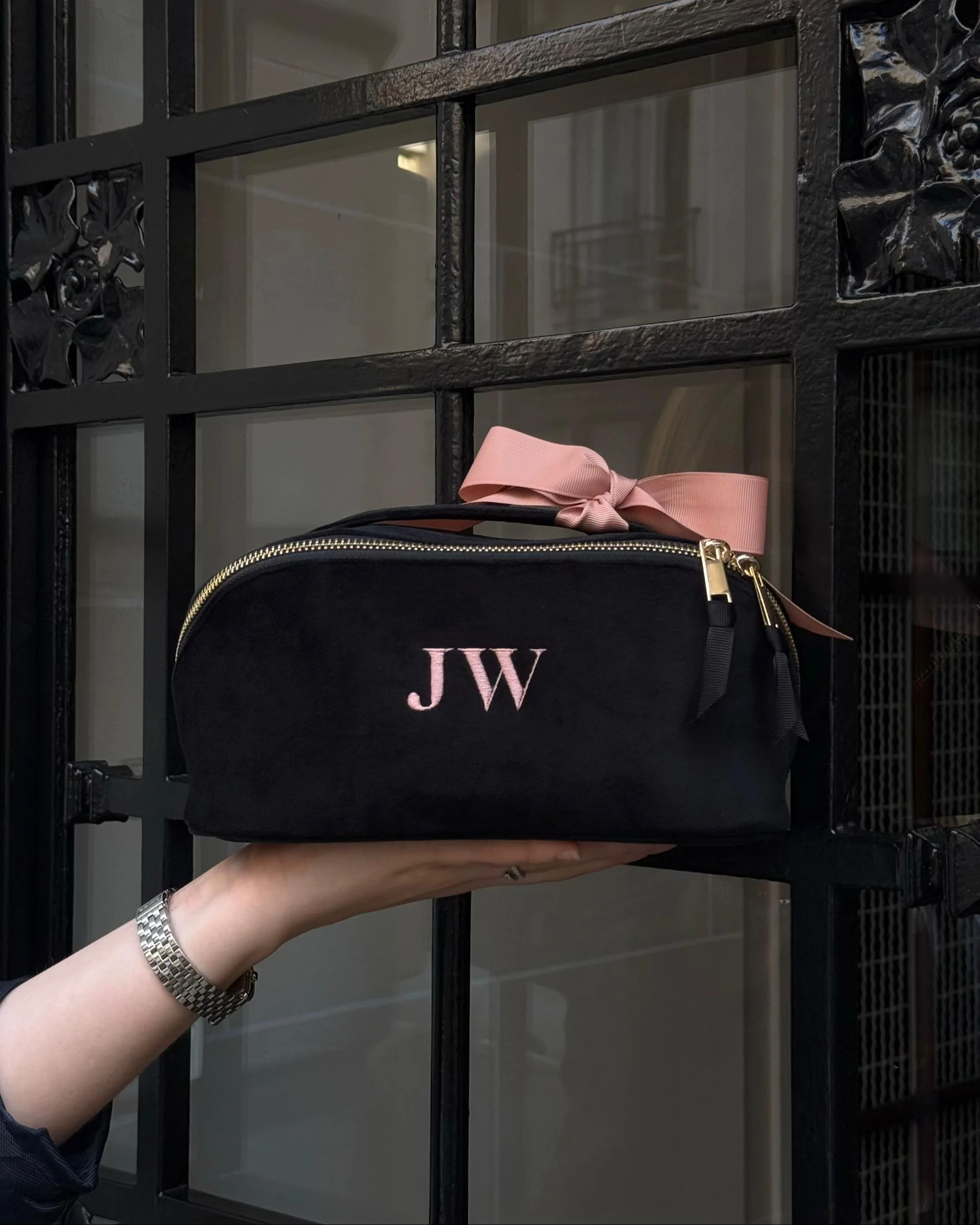 Bag-all Accordion Box Makeup & Toiletry, Black Velvet Personalized