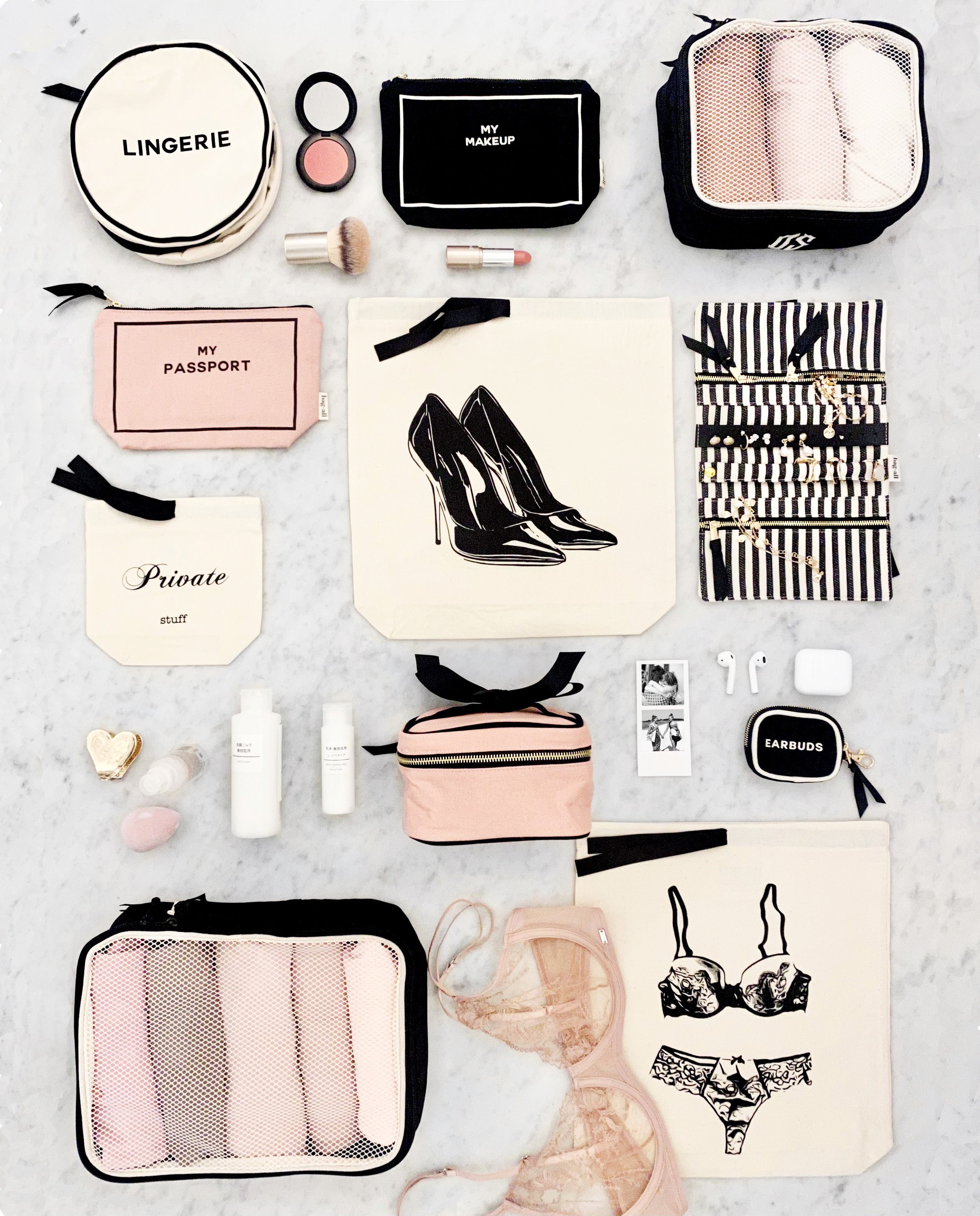 Bag-all high heel pumps shoe bag, round lingerie case, passport case pink, provate small bag, packing cubes,lace lingerie bag, earpods case, jewelry case bling bling packing cubes black, blank beauty box mini pink, makeup