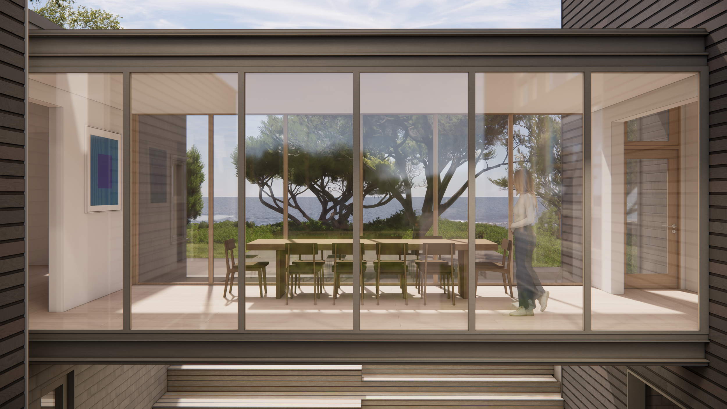 Modern Beach House Design with glass bridge.